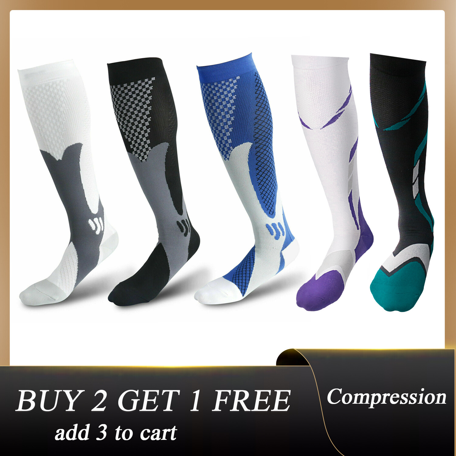 Men Women Compression Socks Stockings 20-30 mmHG Knee High Miracle Foot Support