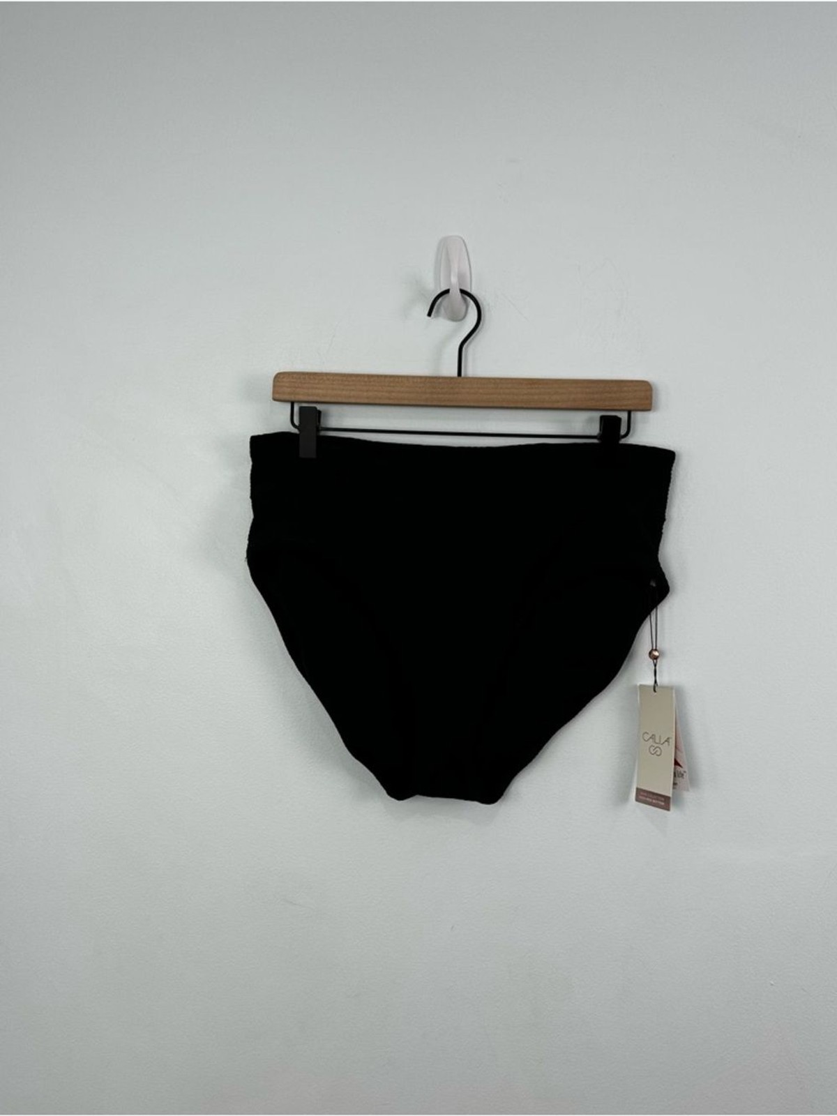 Calia Black “Pure Black Waves” Size Large Swim Bottoms Wavy Texture High Leg