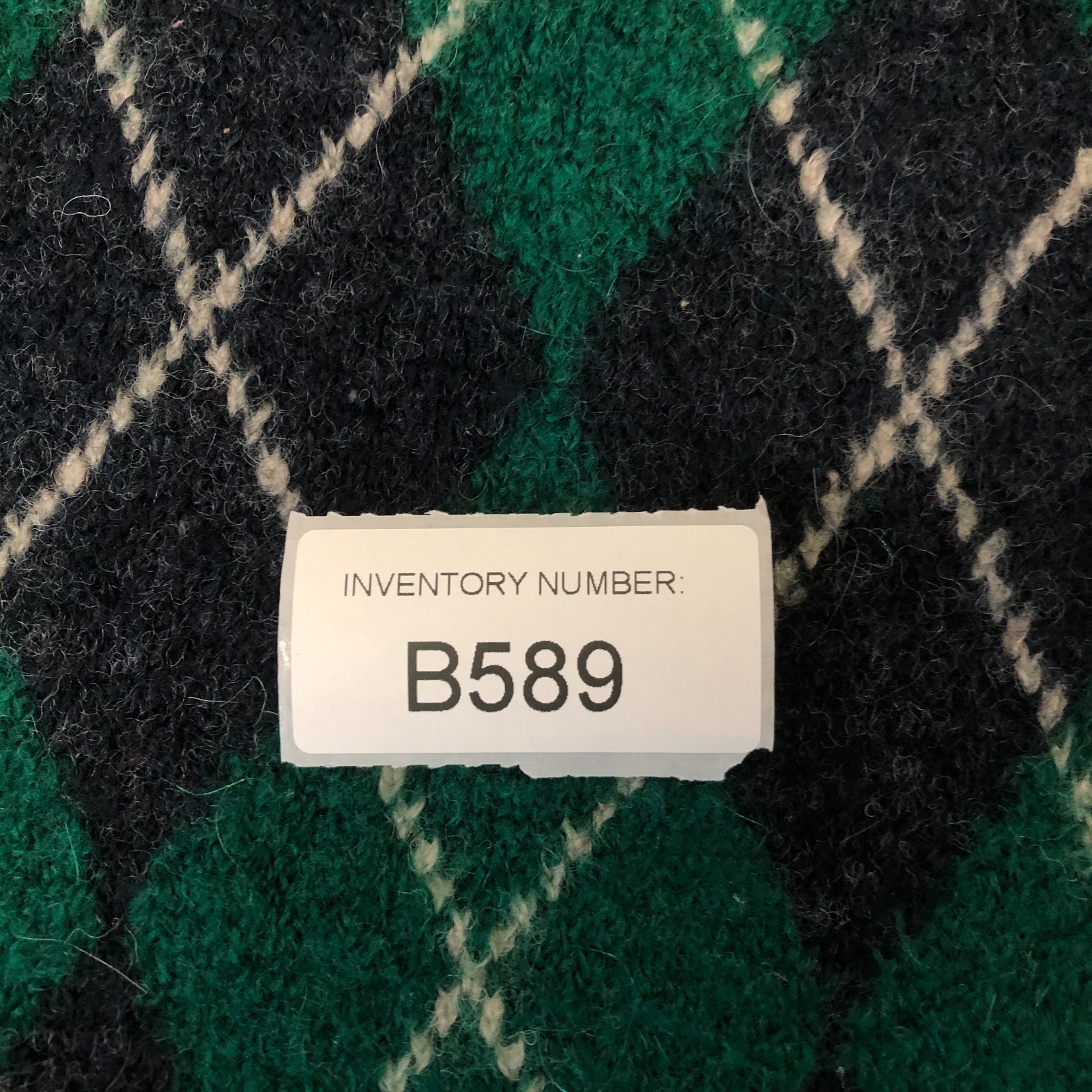 Quebramar Sweater Medium Adult Green Mohair Wool Argyle Diamond V Neck Womens M