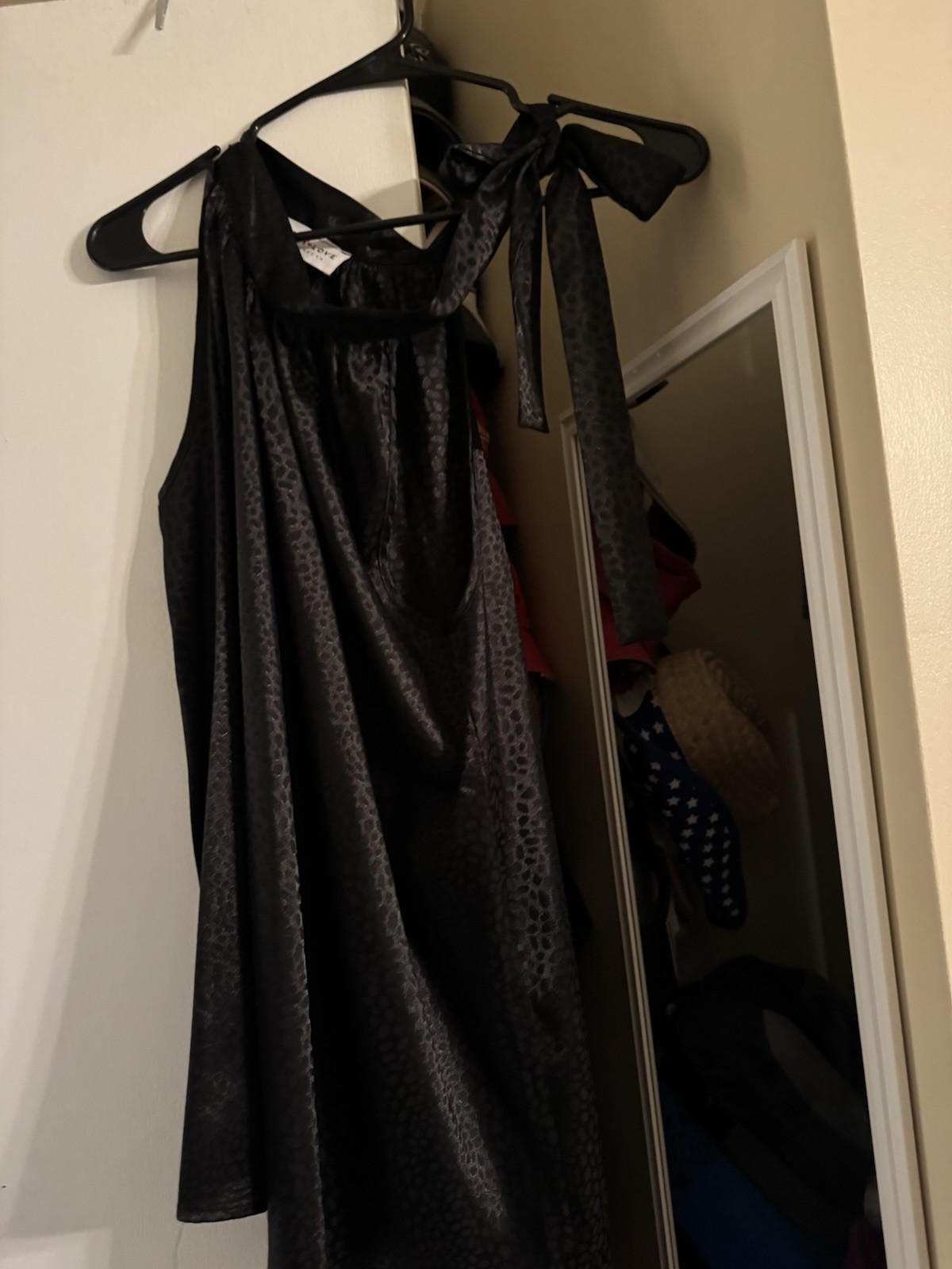 First Love Women’s Black Leopard Animal Print Maxi Dress S Halter Sleeveless