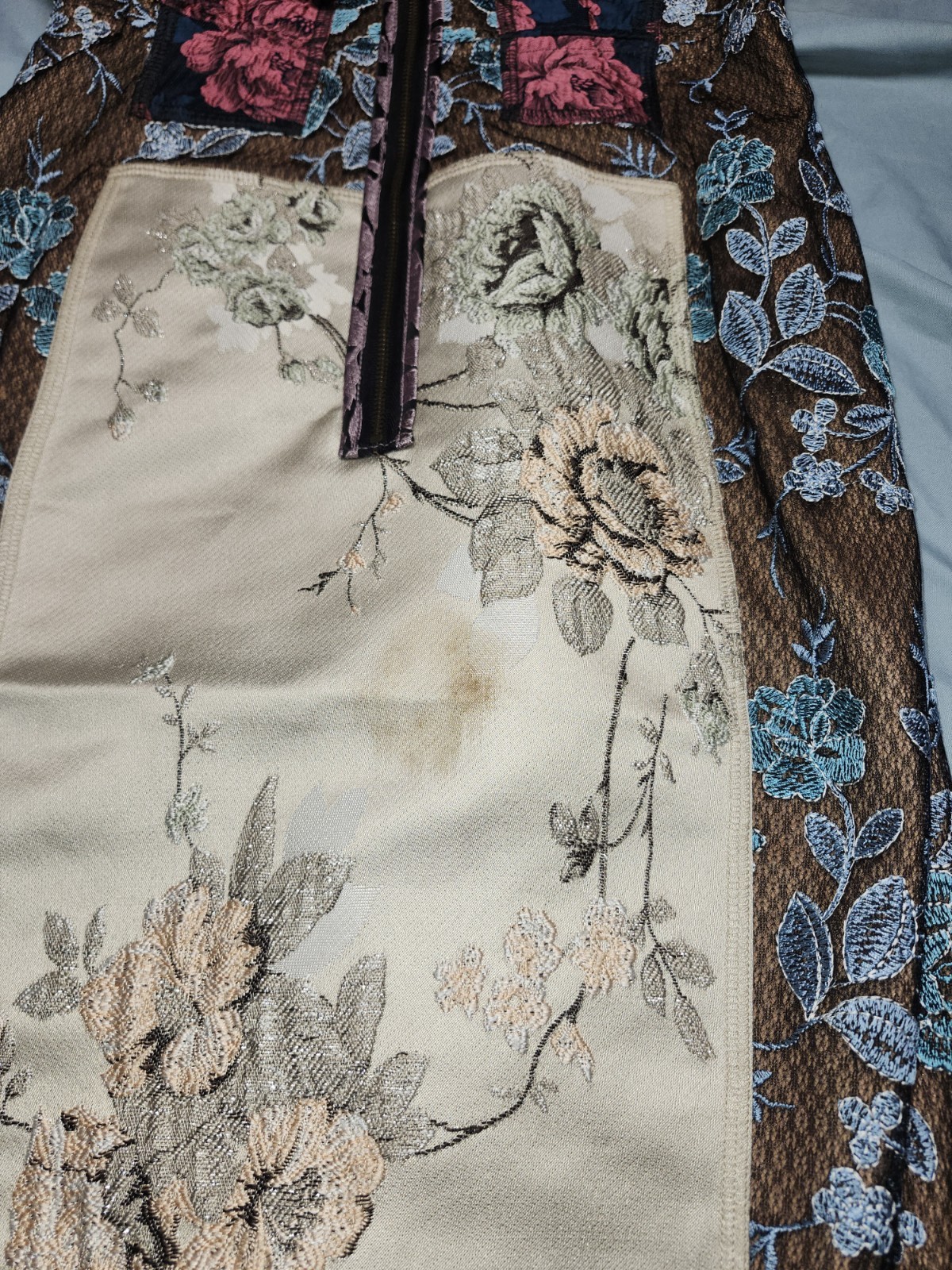 Byron Lars x Anthropologie “Bequile” patchwork dress Size 0 Stained Read