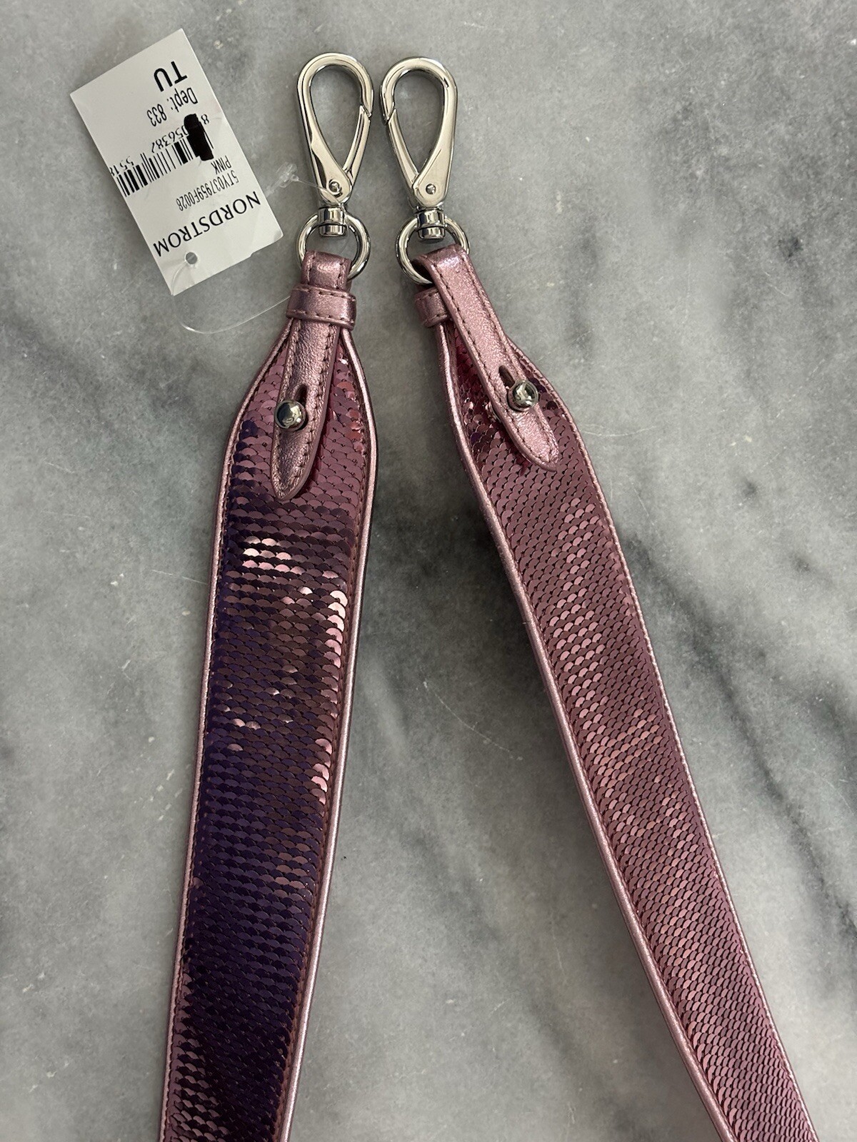100% Authentic Miu Miu Sequin Bag Strap Pink 40 Inches Long