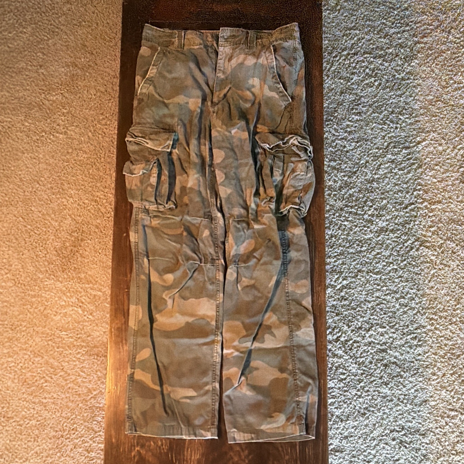 Aéropostale Men’s Camo Cargo Pants 32 Waist Cotton Twill Straight Leg Pockets