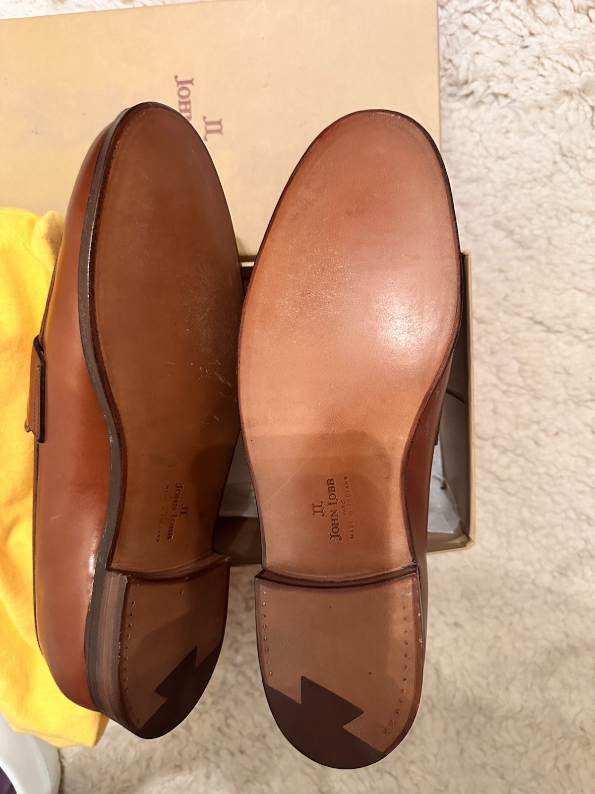 John Lobb Campus Men’s Leather Slip-On Loafers US 9 D Brown Almond Toe