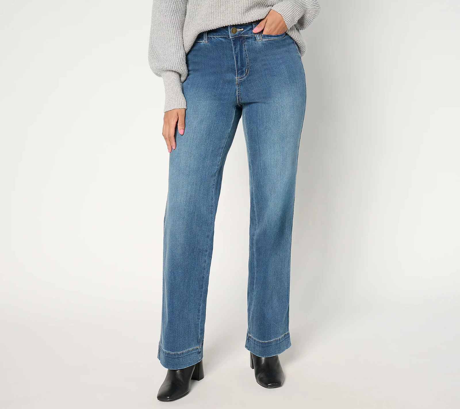 Belle Kim Gravel Jeans Womens 10 Tall Mini Pocket Trouser Blue Medium Wash