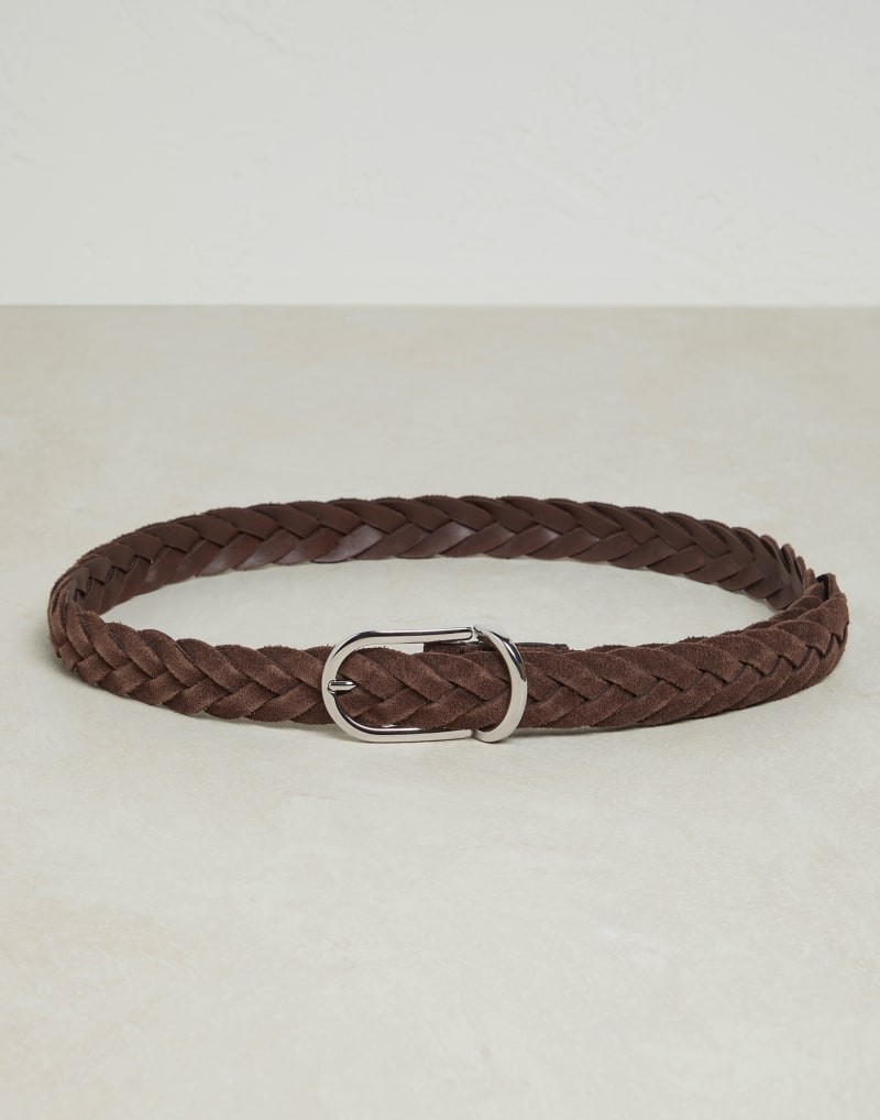 BRUNELLO CUCINELLI MEN’S BROWN LEATHER BRAIDED BELT MSRP $1000