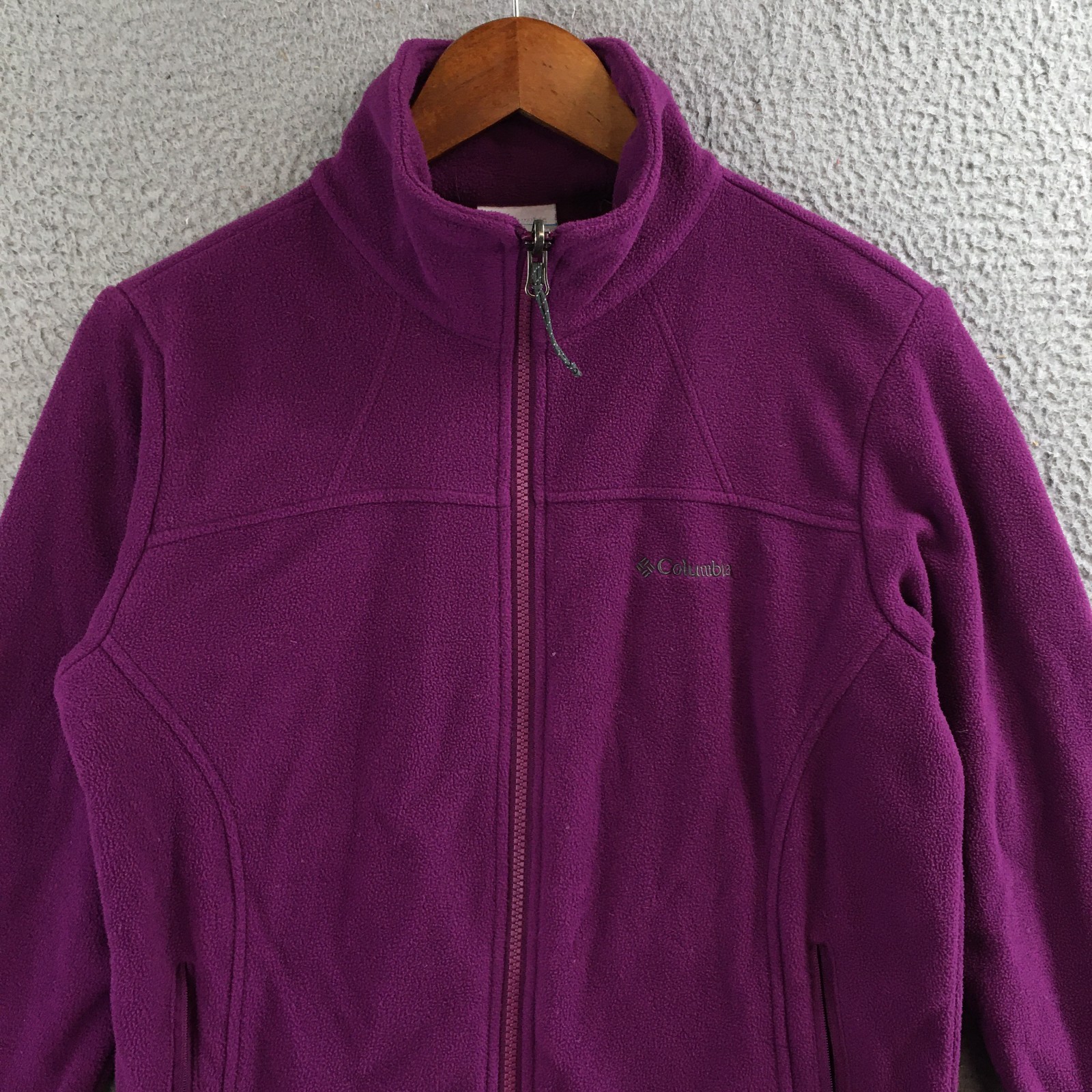Columbia Fast Trek II Jacket Womens M Full Zip Fleece Zipped Pockets Purple