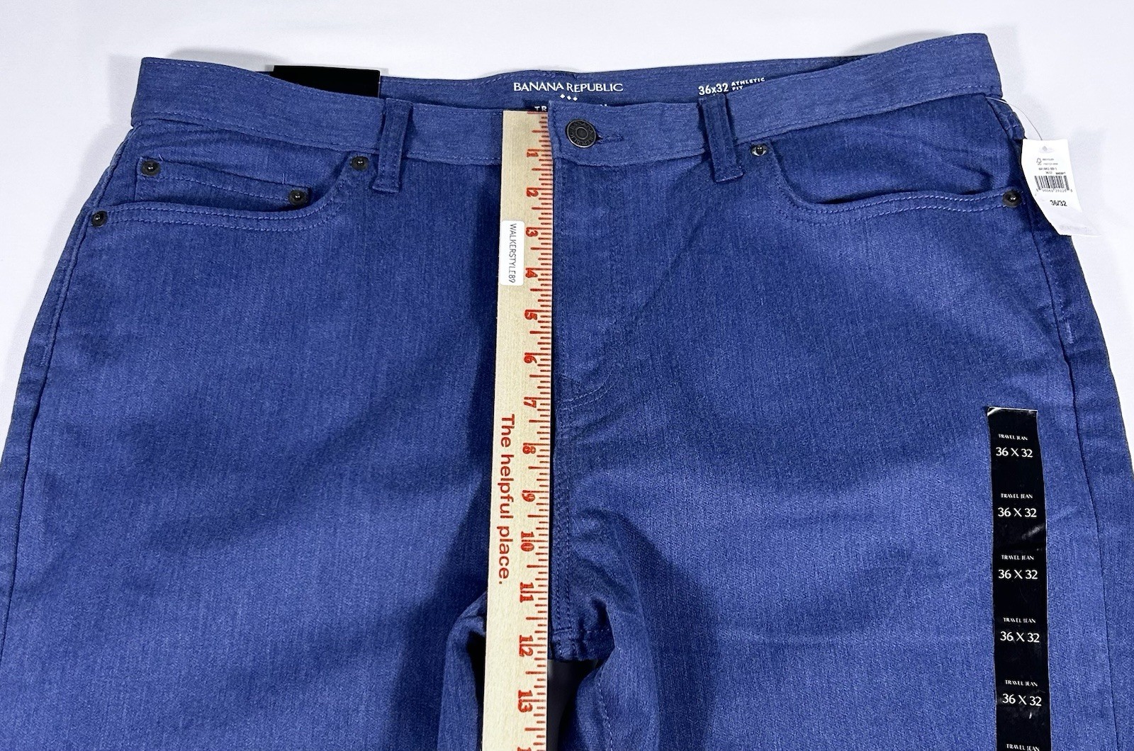 NWT Banana Republic Men’s 36×32 Blue Heather Athletic Fit Travel Jeans (36×31)