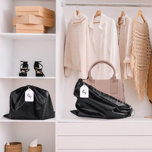 10 Pack Purse Dust Bags Large Silk Drawstring Dust Black-10pcs M-19.6 × 15.7 in