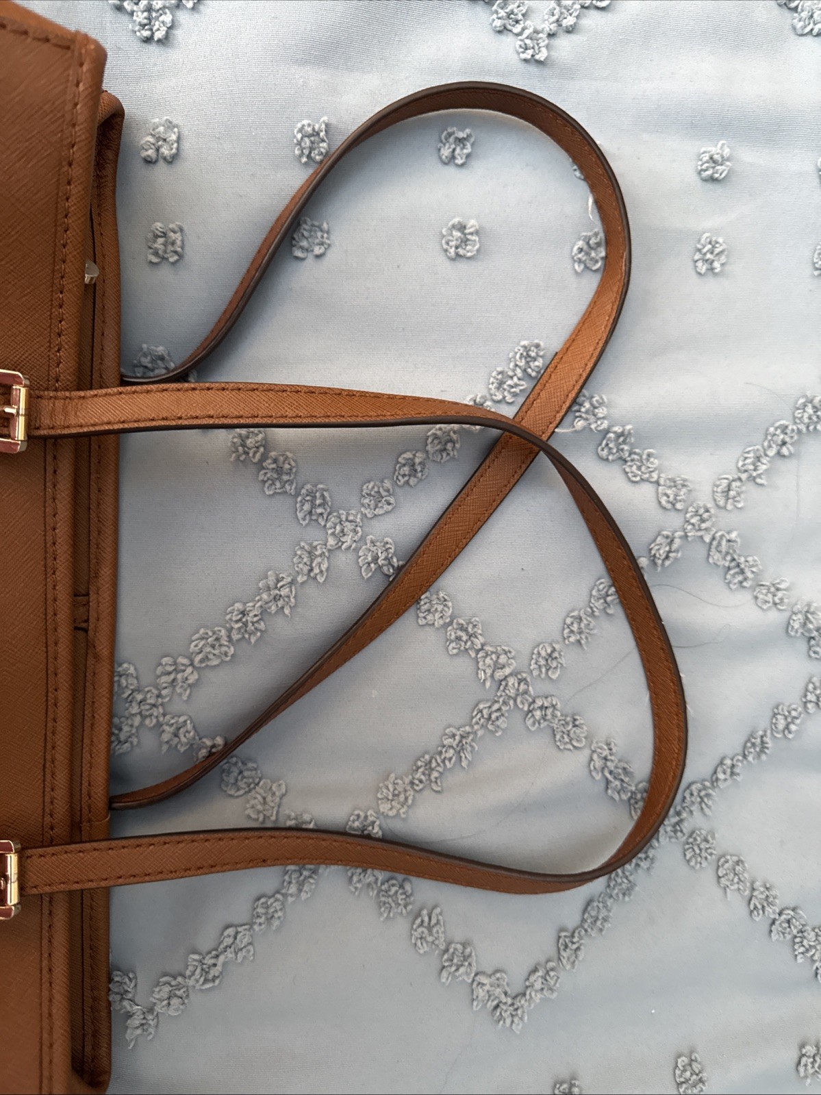 Michael Kors Coated Canvas Brown Tan Leather Shoulder Bag Tote Medium