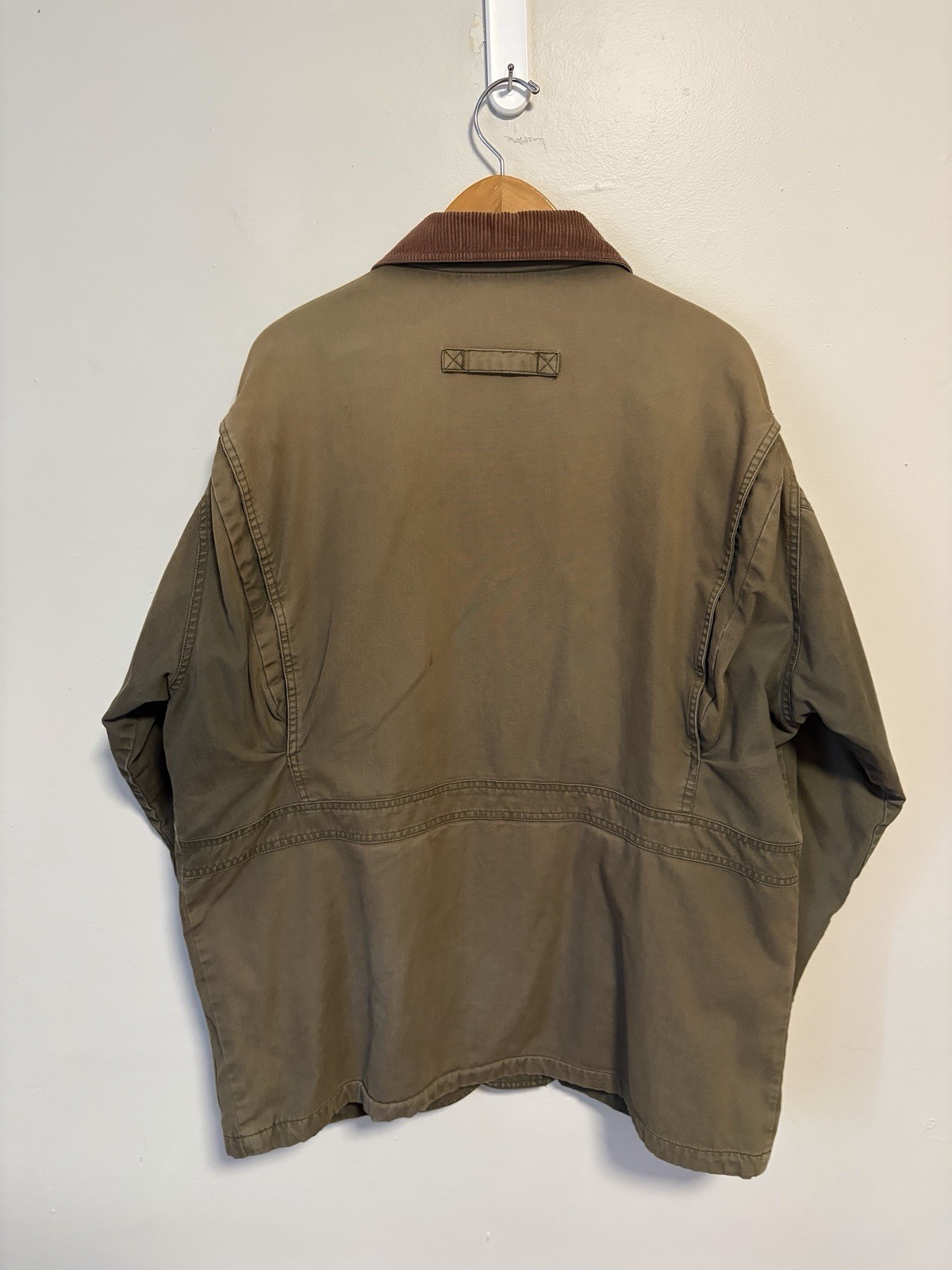 Vintage 90s Sun Faded Green Chore Barn Coat Field Jacket Flannel Lined Large