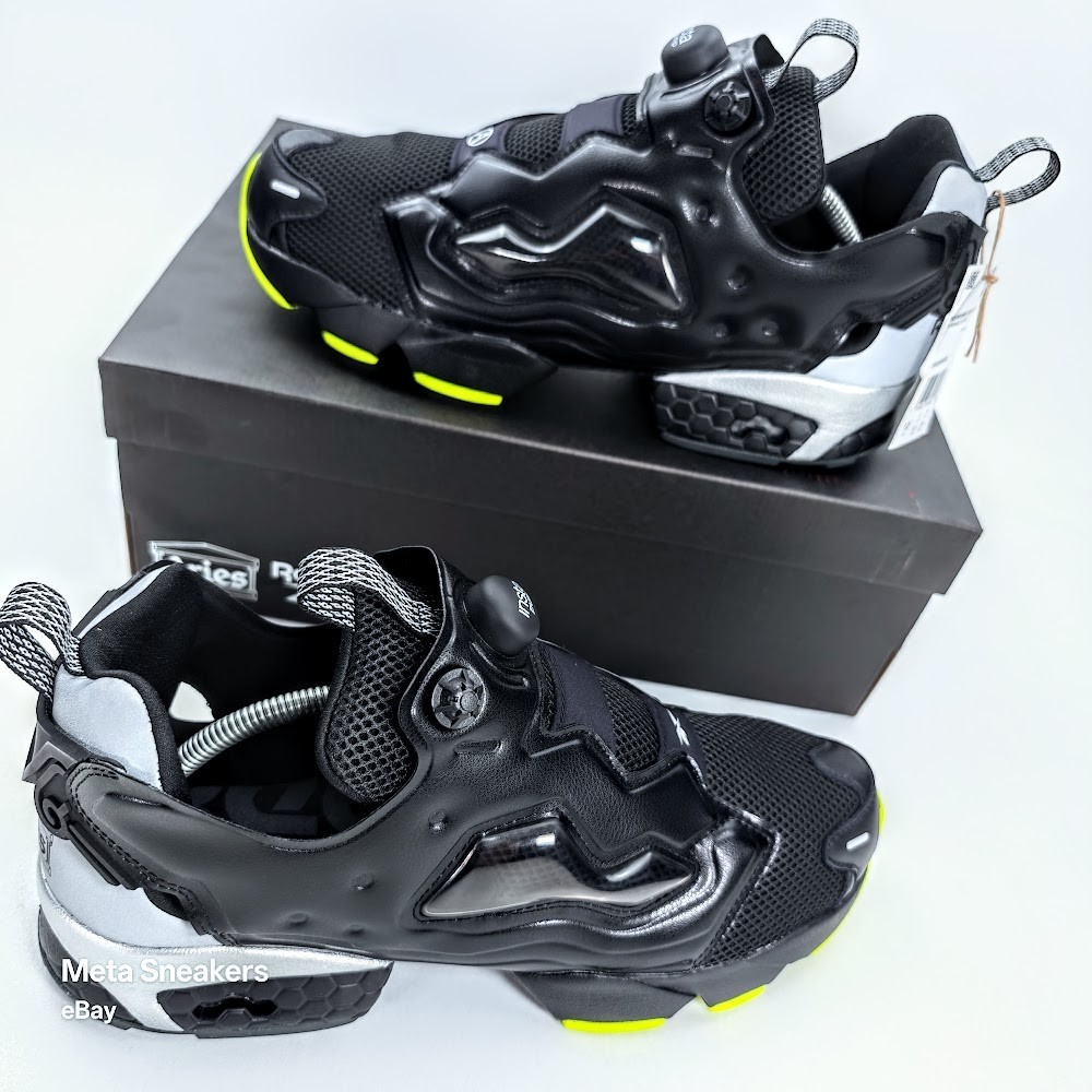 Reebok Aries InstaPump US 12 Men’s Black Silver Yellow Retro Fury 100208650 New