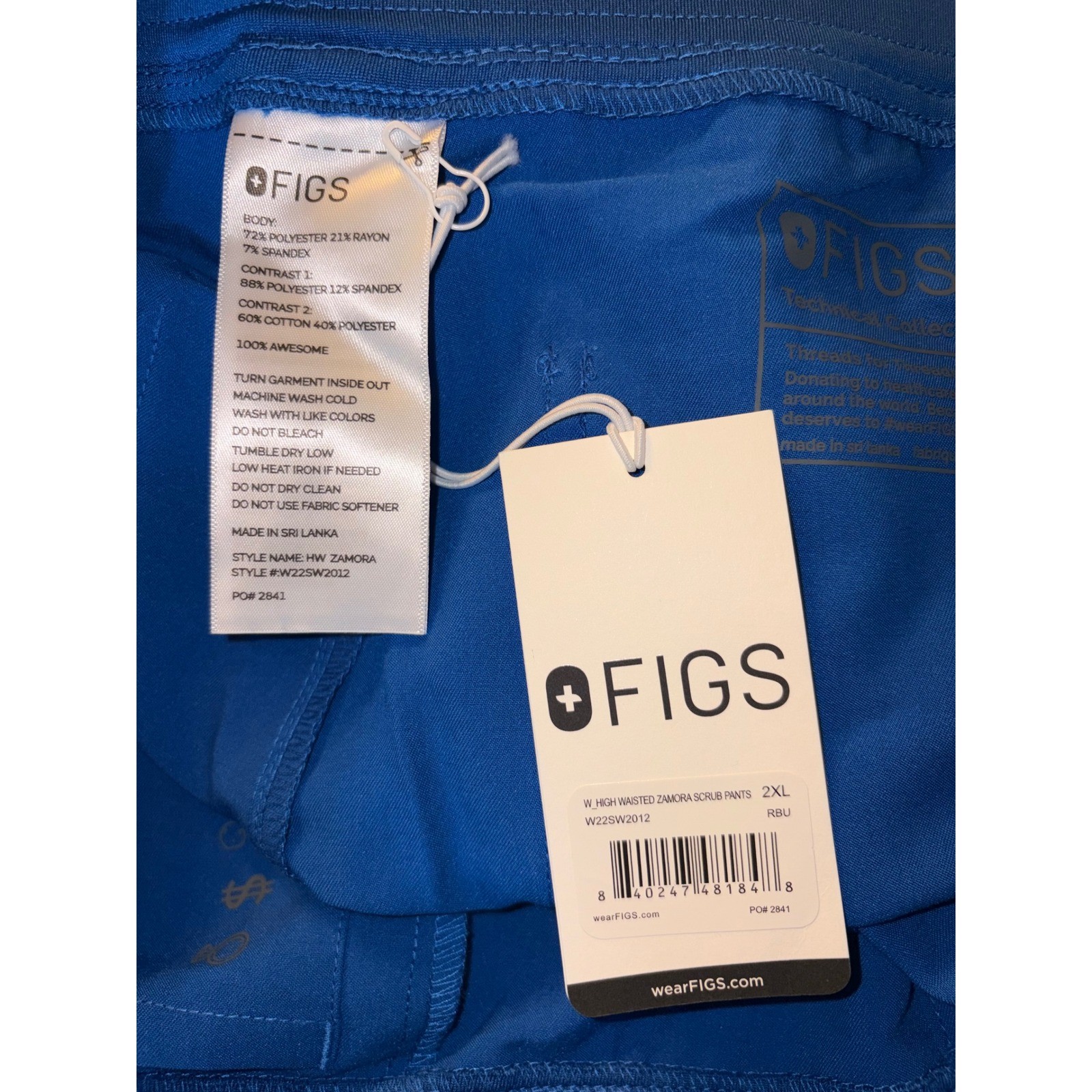 FIGS High Waisted Zamora Jogger Scrub Pants Royal Blue XXL W22SW2012 NWT