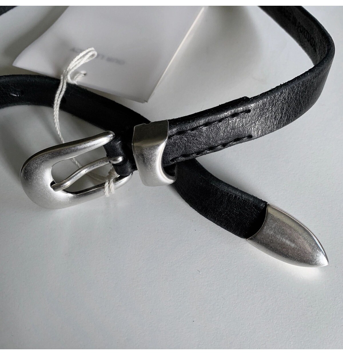 NWT Belt Our Legacy Natural Texture Full-grain Leather Silver Buckle Belt Unisex