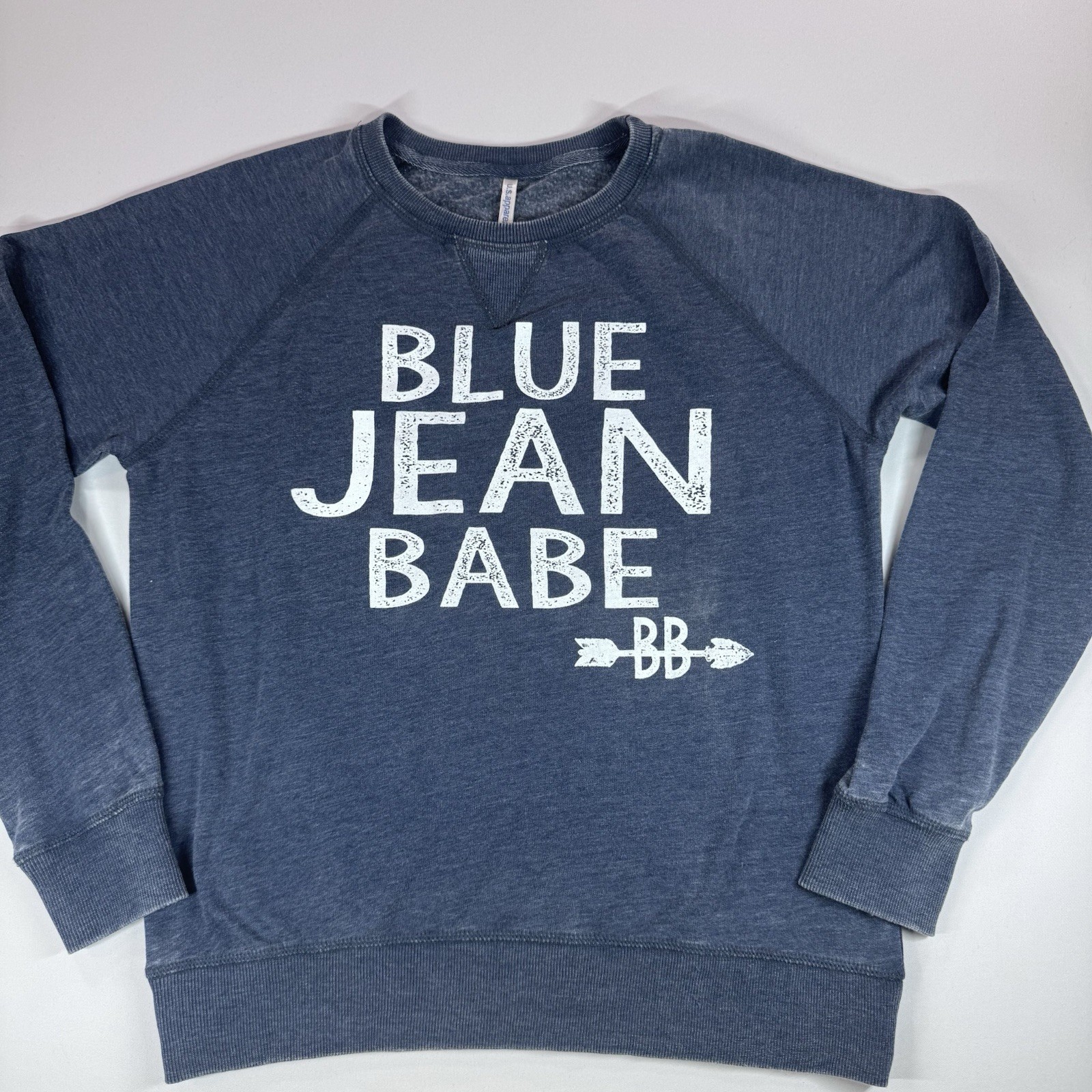 U.S. Apparel Womens Lightweight Crew Neck Sweatshirt, Blue Jean Babe, M
