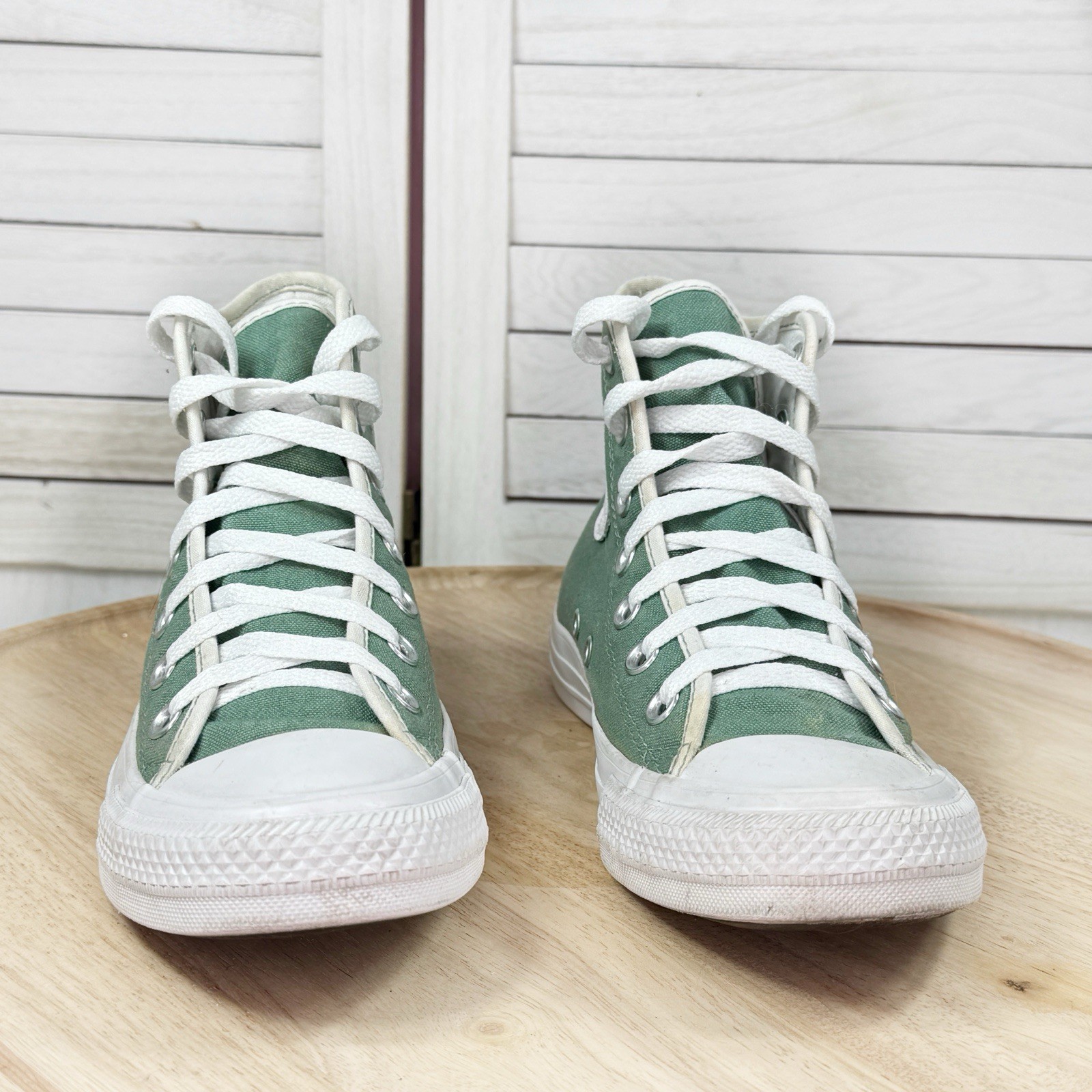 Converse Chuck Taylor Customized High Top Sneakers Sage Green 5 Men 7 Women