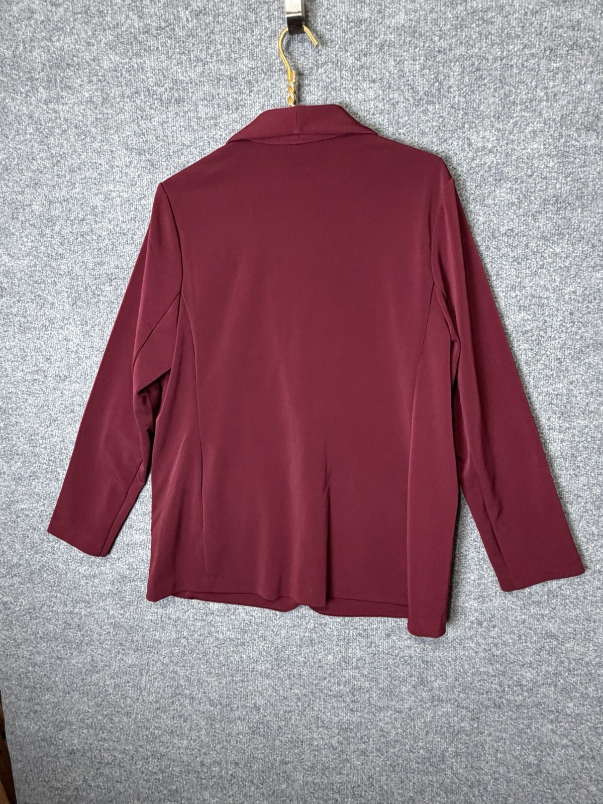 Susan Graver Burgundy Knit Blazer Jacket Women’s Large Shawl Collar Stretch