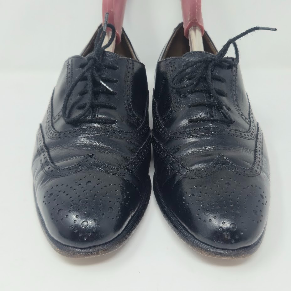 Bally of Switzerland Men’s Wingtip Oxfords Size 7 D Black Leather Brogue Vintage