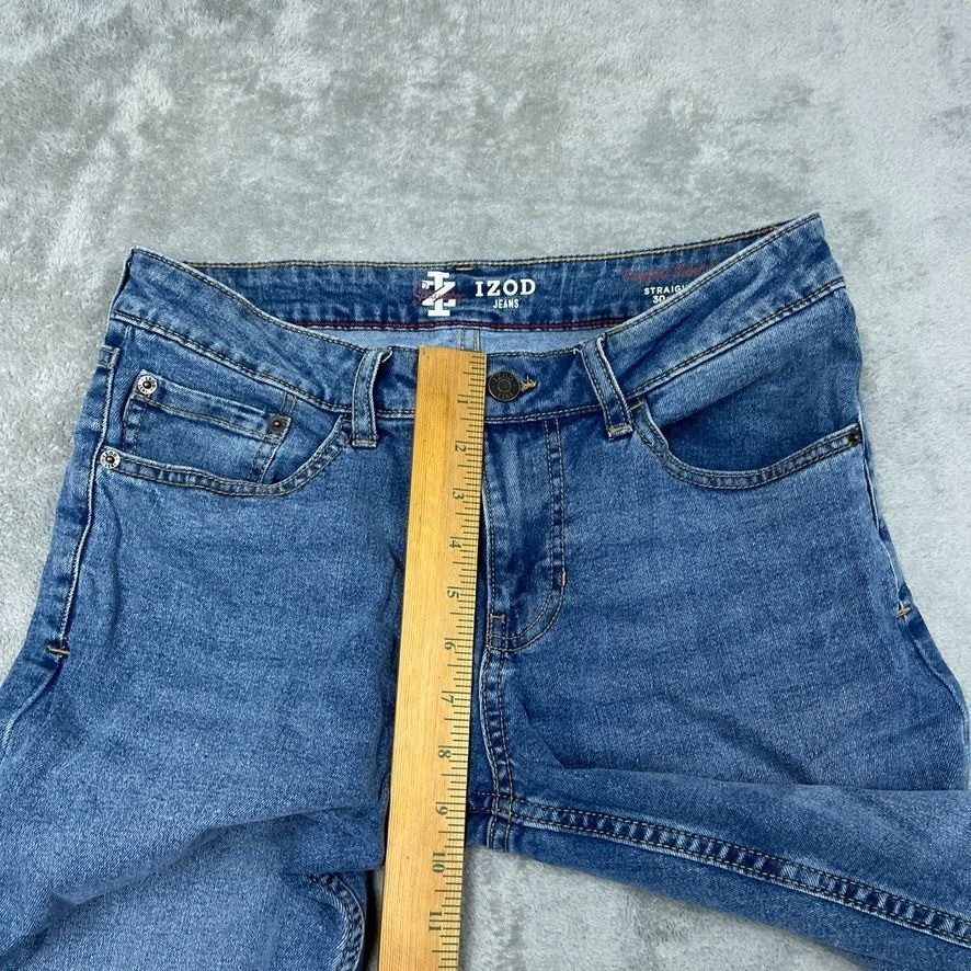 Izod Mens Comfort Stretch Straight Jeans Size 30×29 Medium Wash Denim a0592