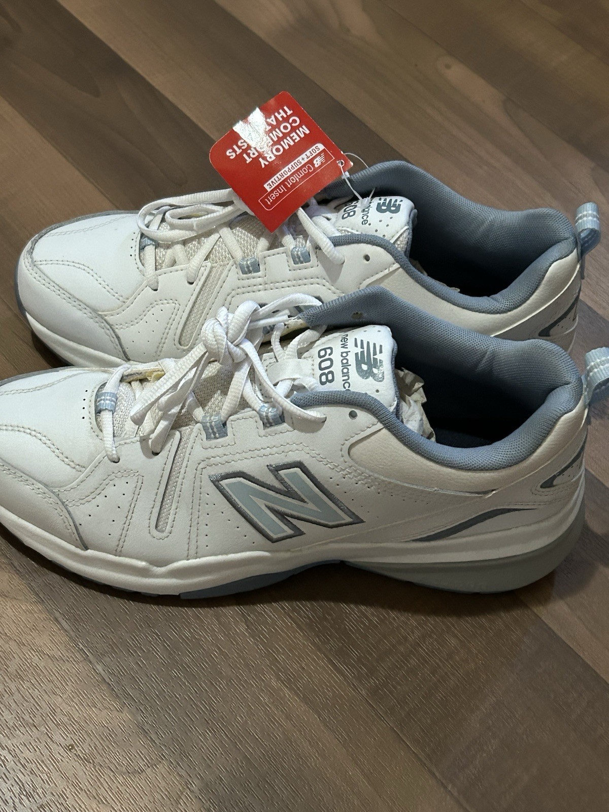 New Balance 608 White/light-blue Low Top Walking Sneakers NWOB size 9.5m an 11w