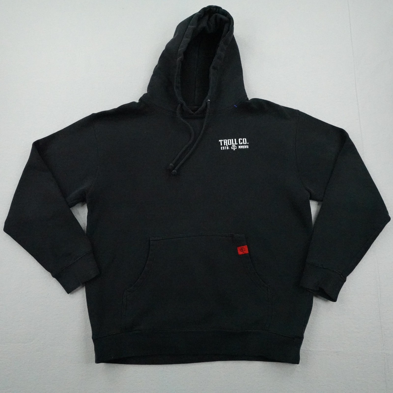 Troll Co Hoodie Mens Medium Black Pullover Sweatshirt Heavyweight Work Outdoors