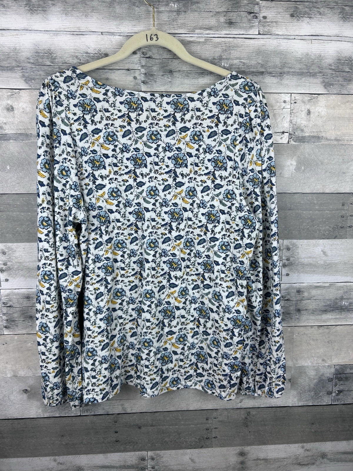 Lucky Brand Large Square Neck Long Sleeve Floral Blouse