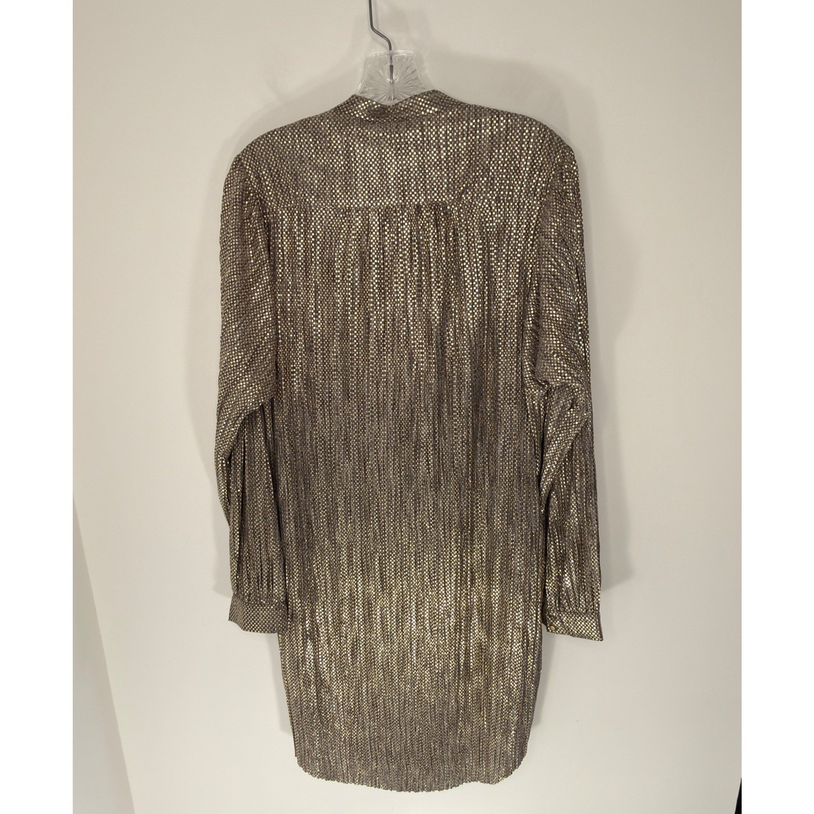 Anthropologie Sabina Musayev Eugene Shimmer Dress Gold Long Sleeve Mini Medium