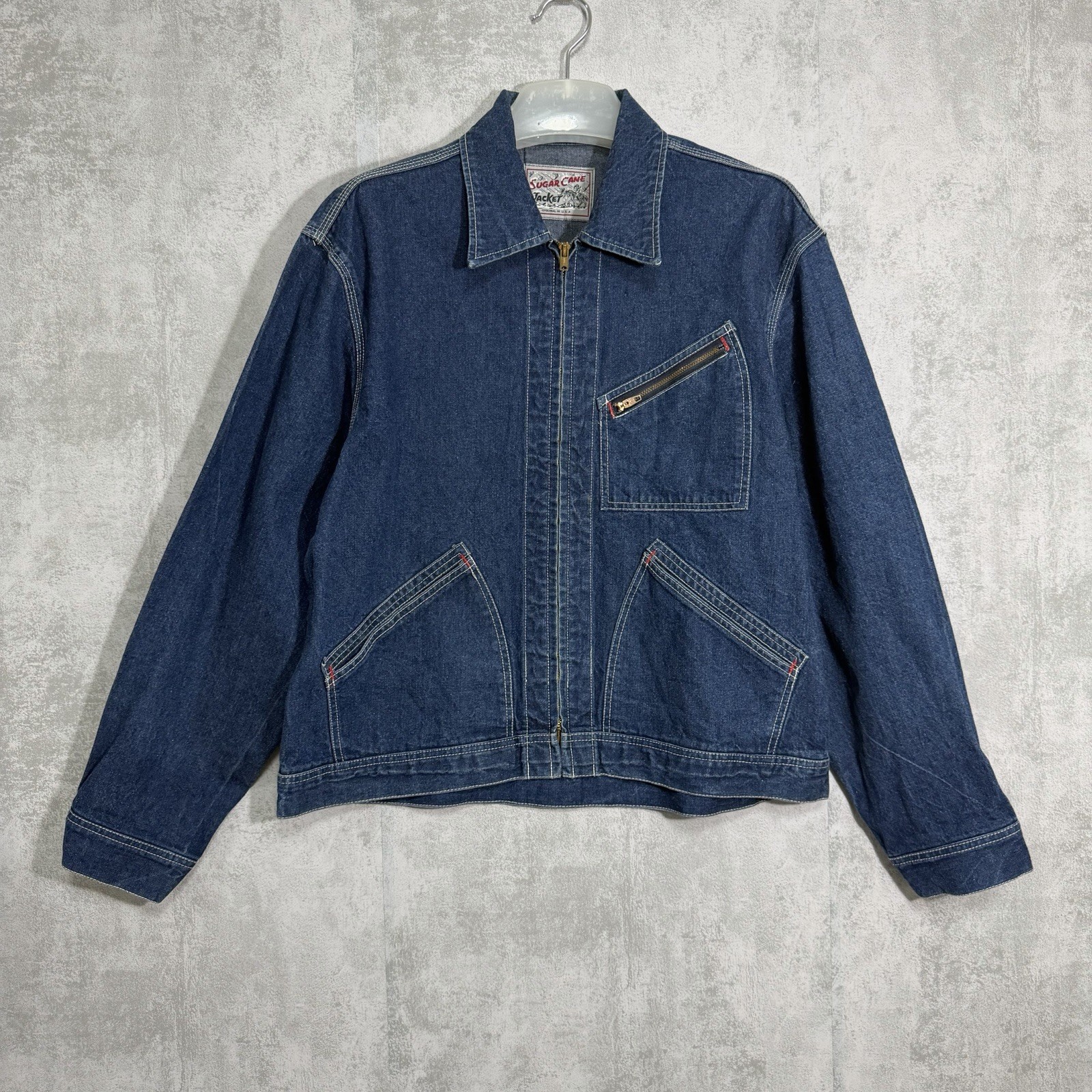 Vintage Vtg Sugar Cane Denim Zip Jacket Large Mens Selvedge Iron Heart Momotaro