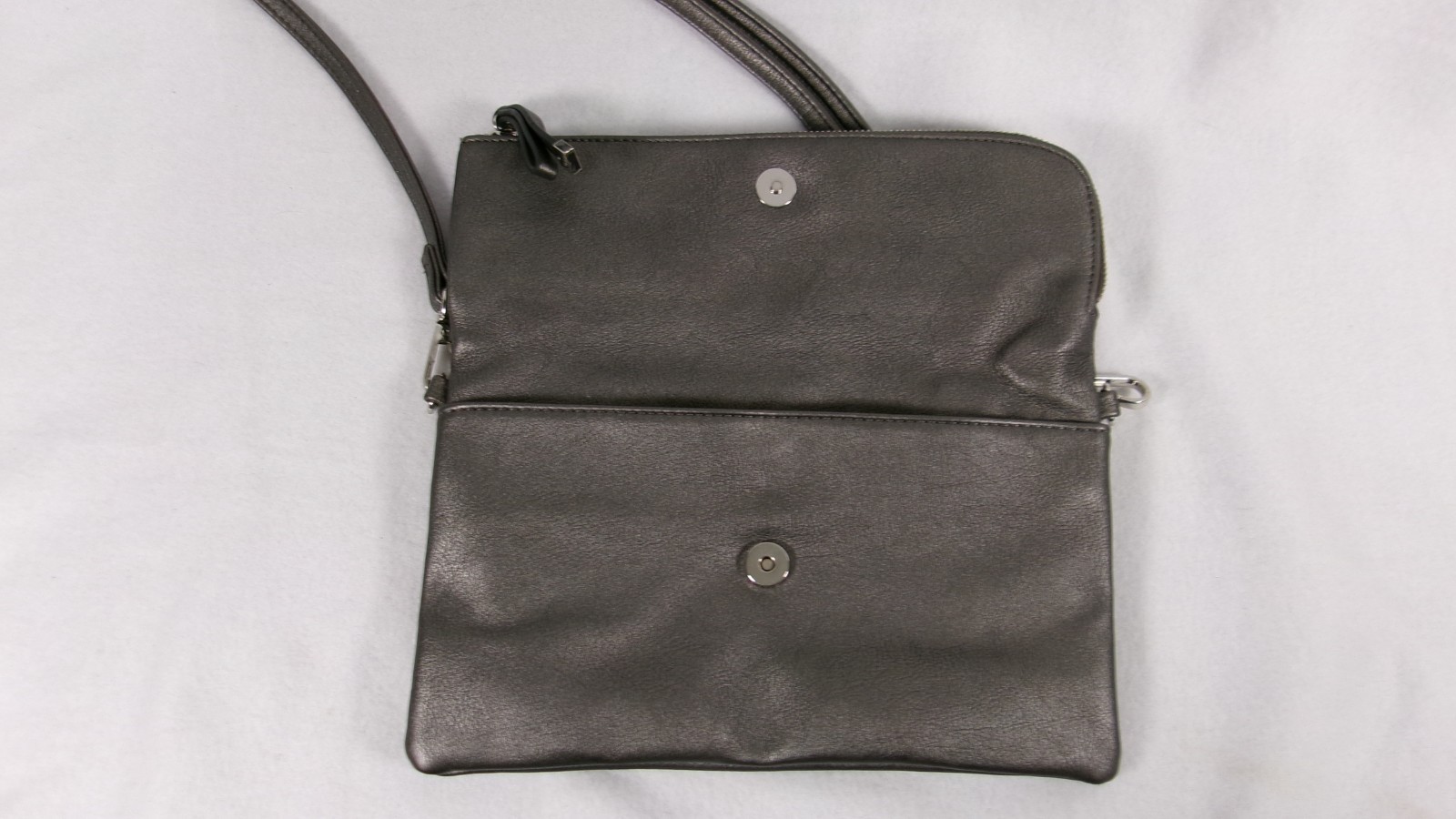 Charming Charlie Gray Metallic Fold-Over Crossbody Purse
