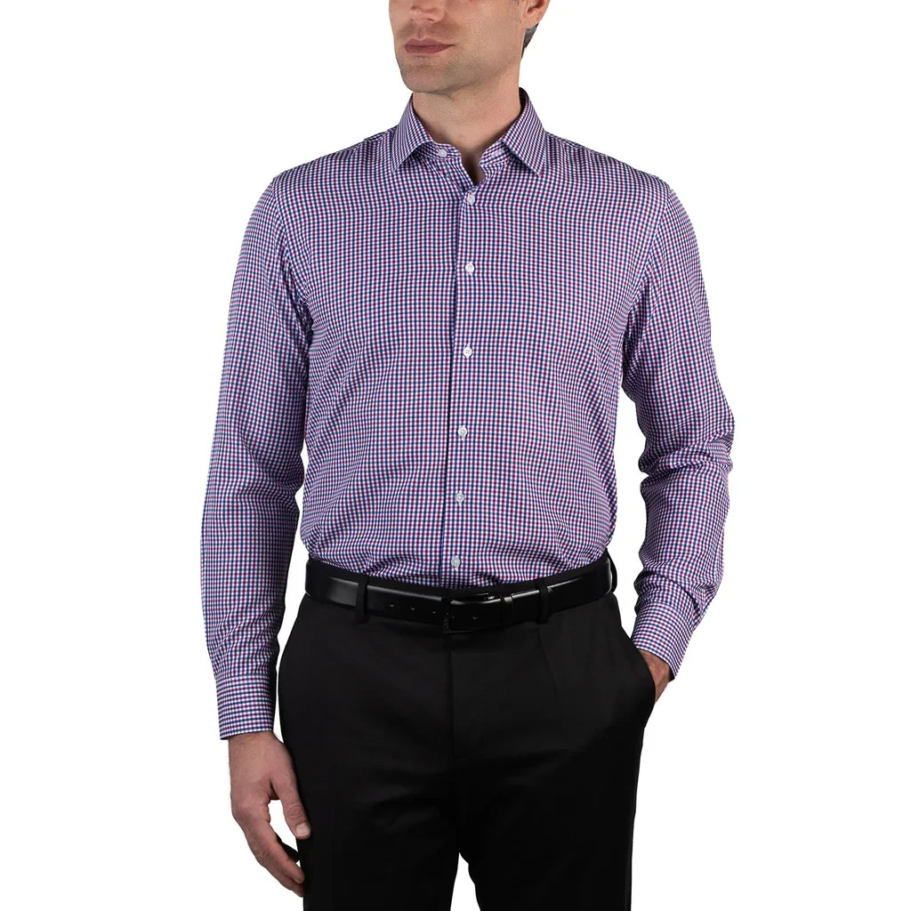 Nautica Slim Fit XL 17-17.5 32/33 Performance Men’s Dress Shirt Purple Stripes