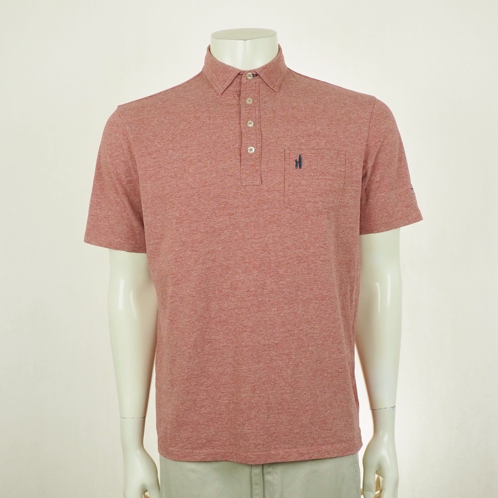 Johnnie-O Hangin’ Out Original Golf Polo Shirt Mens Medium Heathered Red Logo