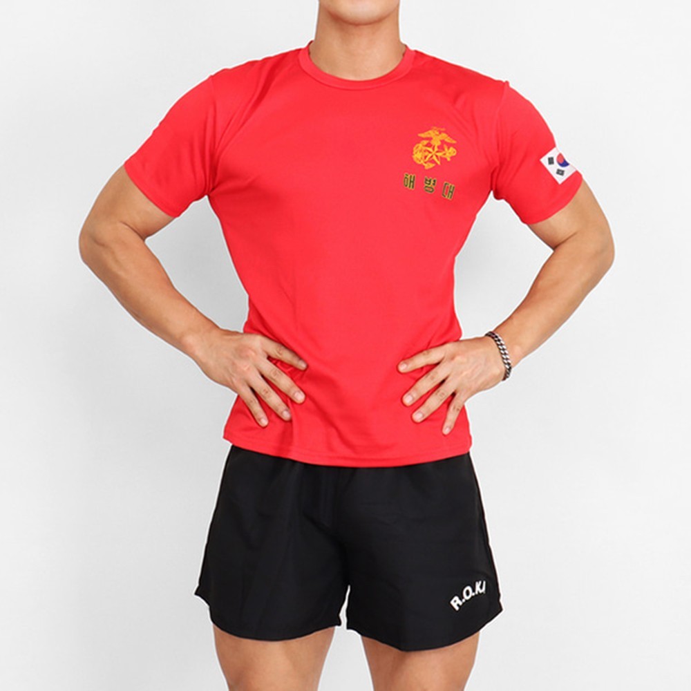 ROKMC Korean Marine Corps Cool Dry T-Shirt (Red, Short Sleeve) | S–4XL