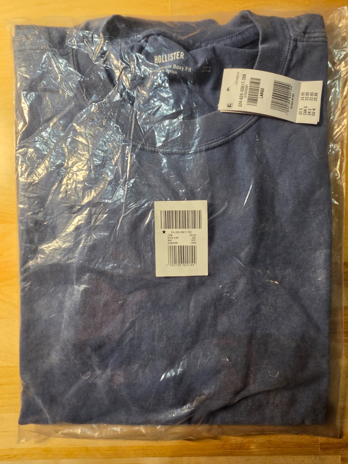 Hollister Boxy Heavyweight Washed Crew T-Shirt 100% Cotton Brown/ Blue New #B1-1