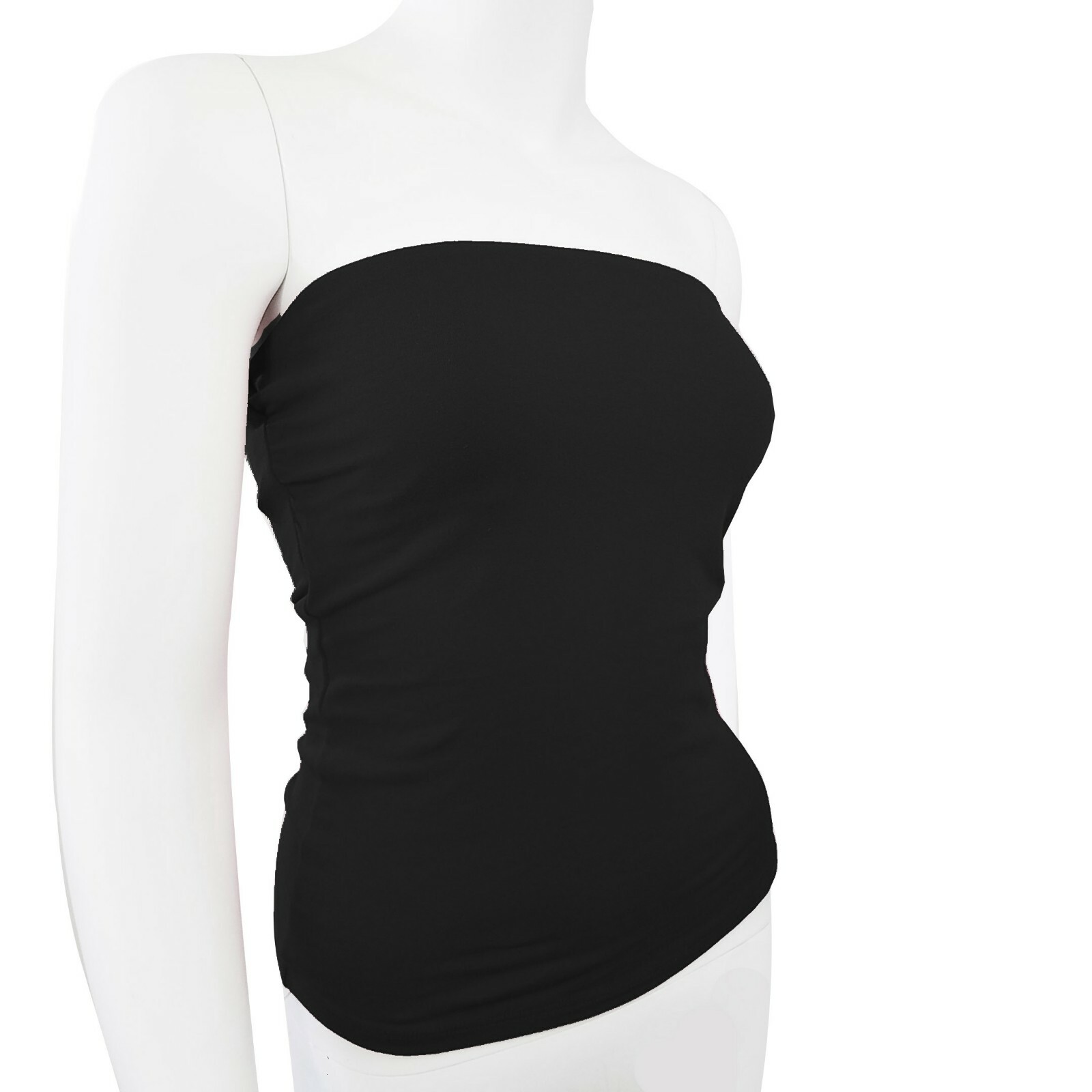 Tube Top Cotton Span Plain Solid Basic Layering No Built-in Bra S M L 1X 2X 3X