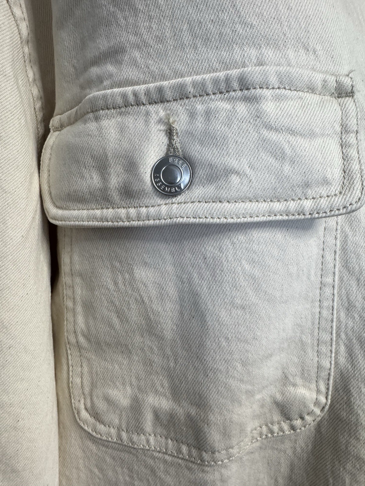 Free Assembly Men’s Canvas Barn Jacket Corduroy Collar Chore Coat Cream XL NWT