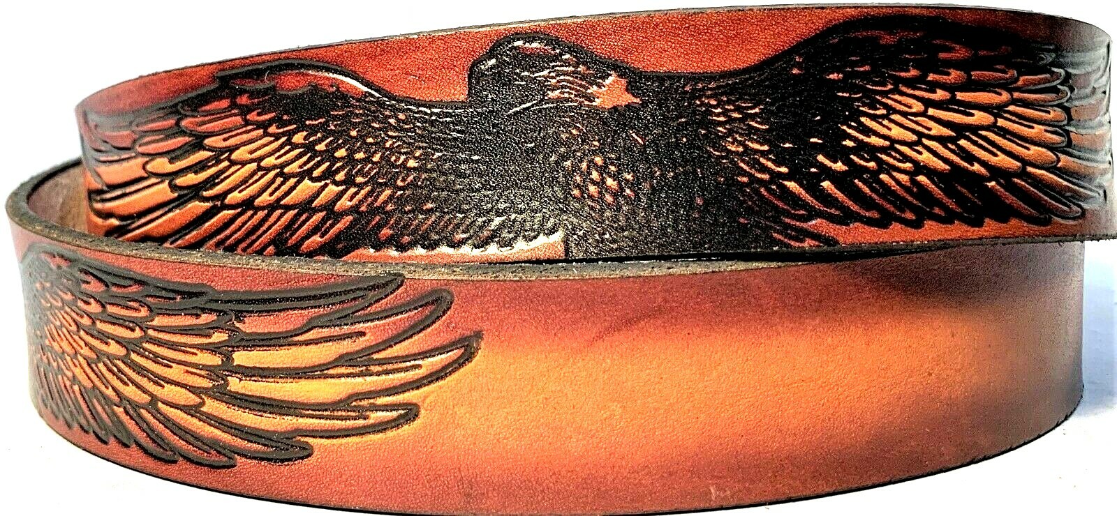EAGLE MOTORCYCLE TRUCKER BIRD EMBOSSED COWHIDE LEATHER BELT SIZE 26-48 USA MADE