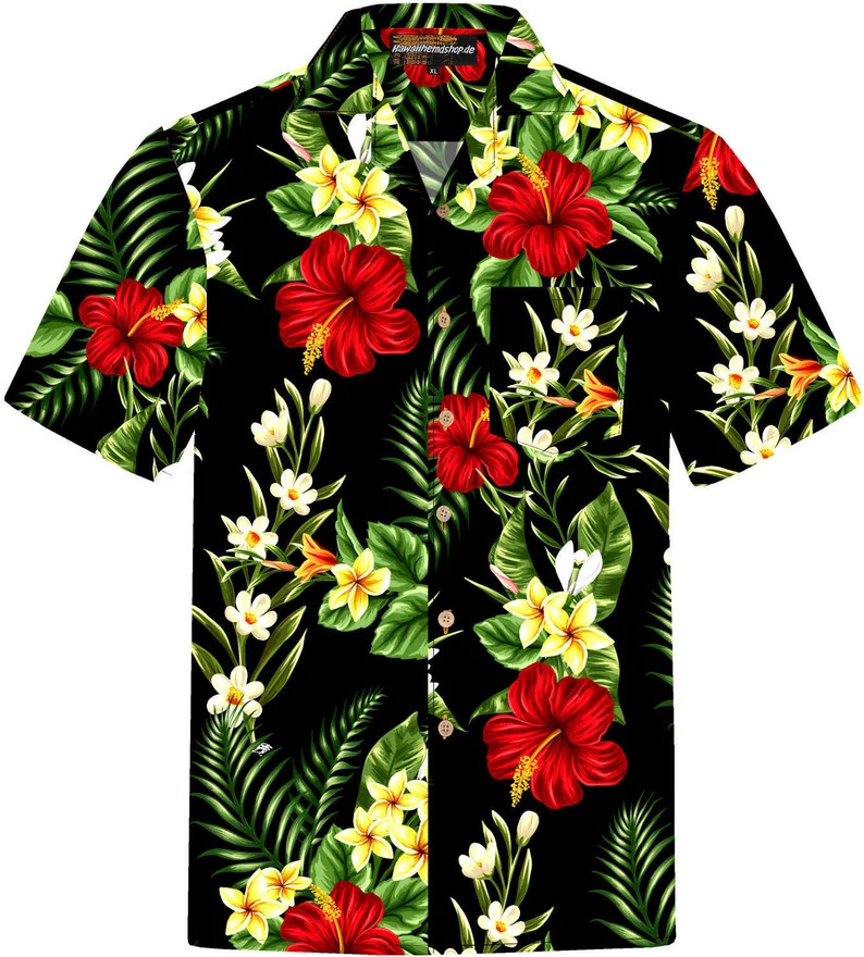 Colorful Flowers Hawaiian Shirt Men Floral Tropical Aloha