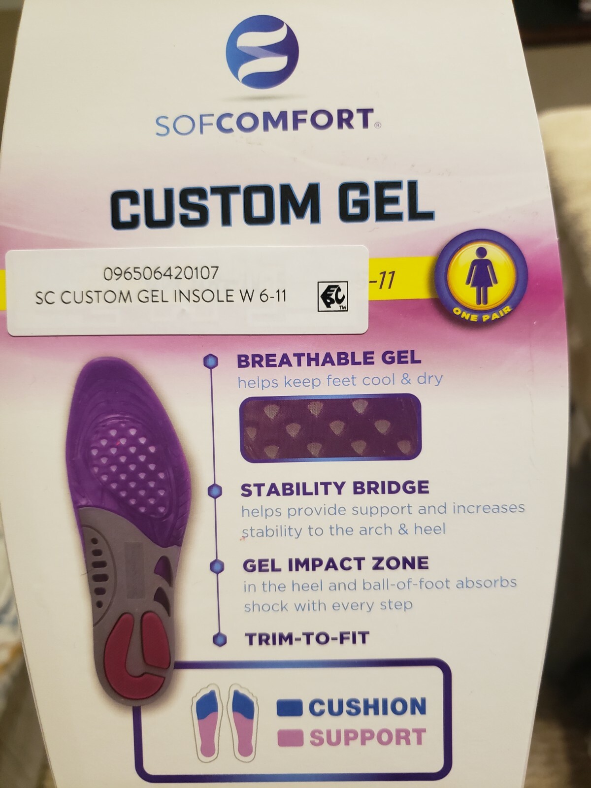 SofComfort Women’s Size 6-11 Custom Gel Insoles