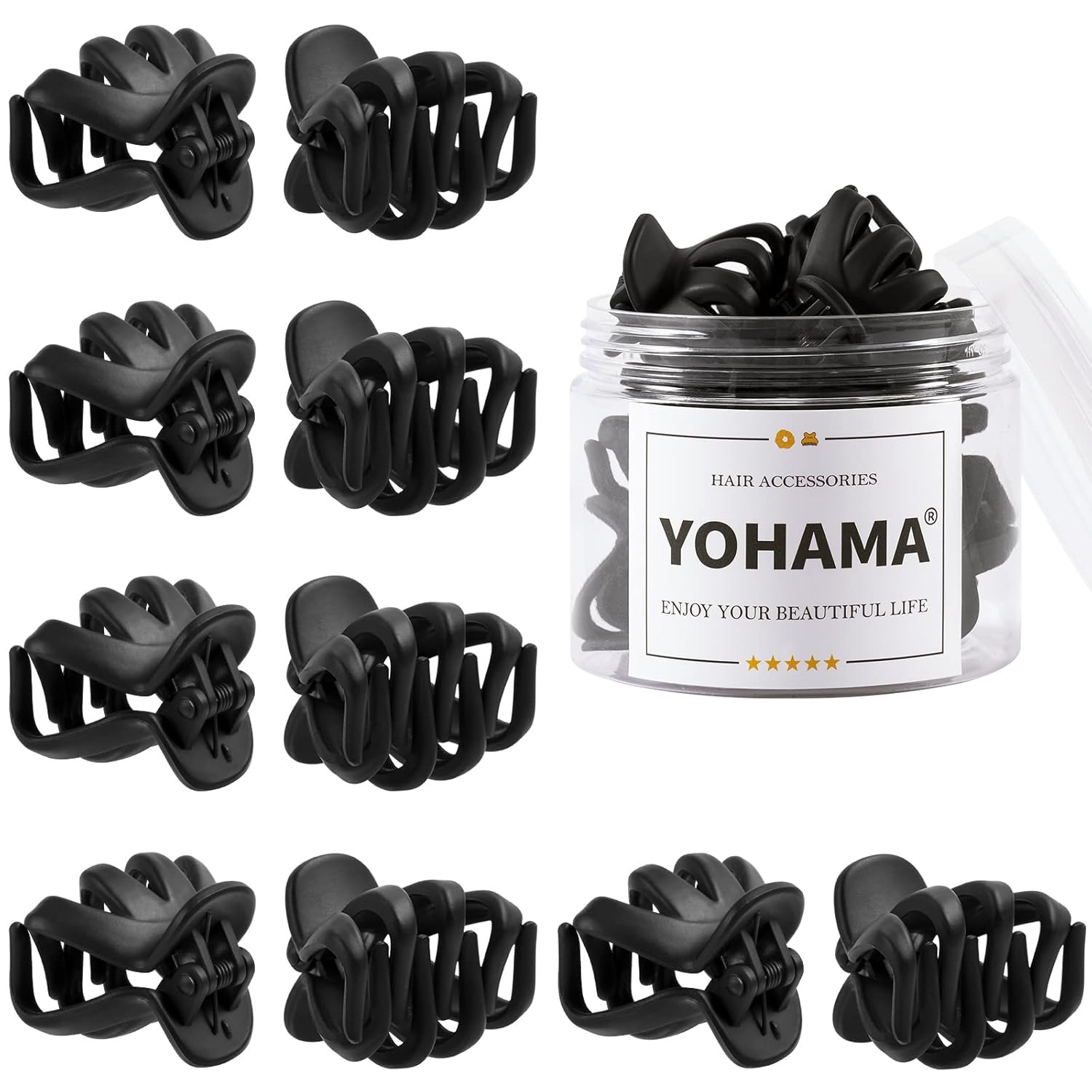 10 Pcs Black Hair Clips Medium Small 1.57 in Octopus Hair Clips 4Cm Medium Jaw C