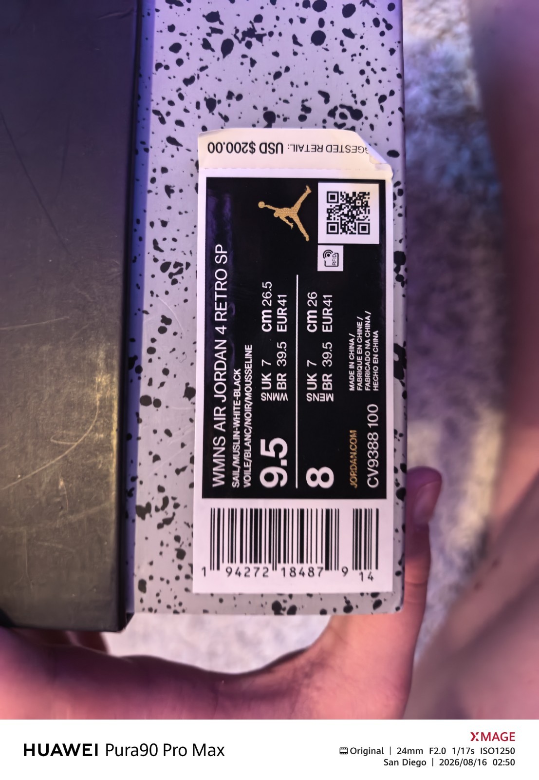 Jordan 4 Off White Sail Size 8M/9.5W
