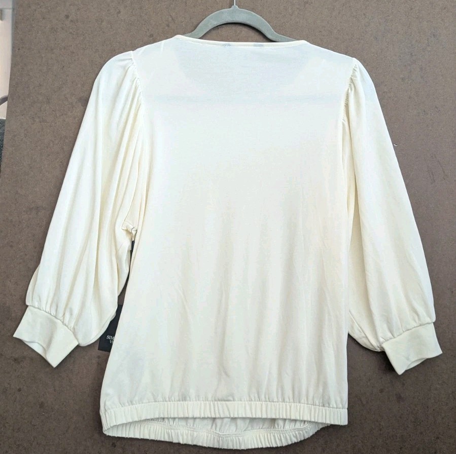 SIMPLY VERA WANG Women’s Banded Hem Draped Peasant Boho Top Ivory Size XSl NWT