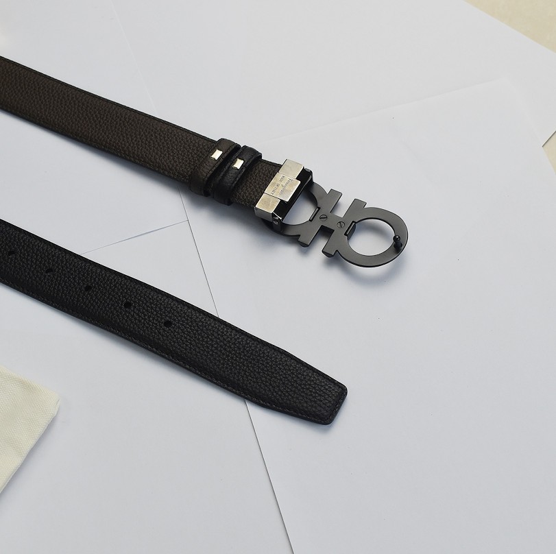 Ferragamo Reversible Black /Brown belt Men length 120 cm+ Black Gancini buckle