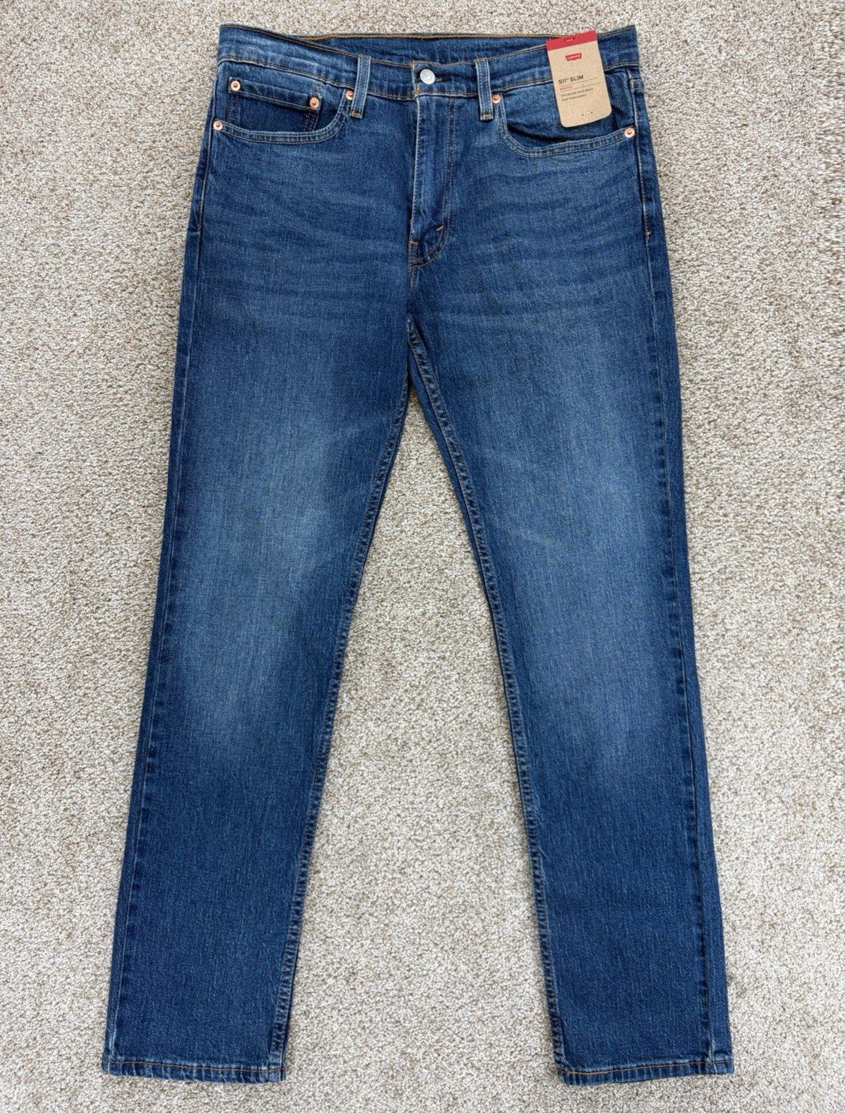 NEW Levi’s 511 Slim Straight Jeans Mens 34×32 Blue Medium Wash Stretch Denim NWT