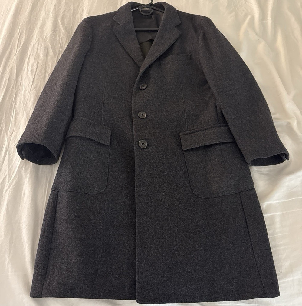 Corneliani Men’s Gray Long Button Front Overcoat Lined IT 54R fits 50/52R