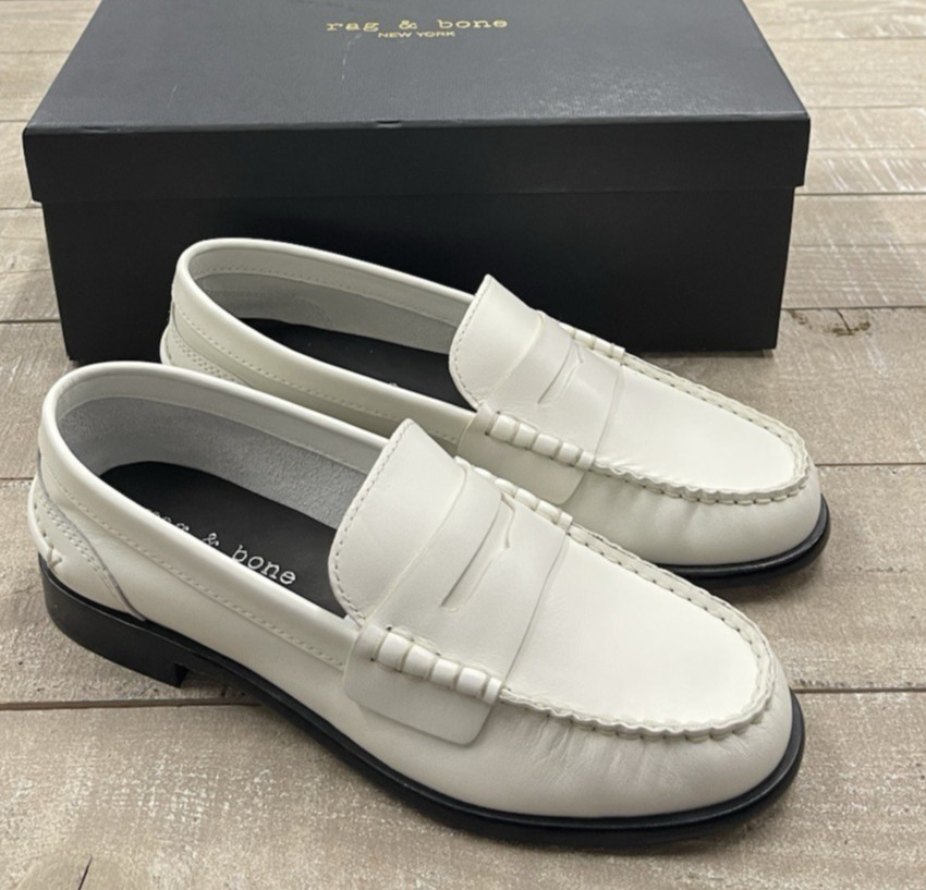 NIB Rag & Bone $298 Carter Loafer Shoes In Antique White Size: 37 (US 7)