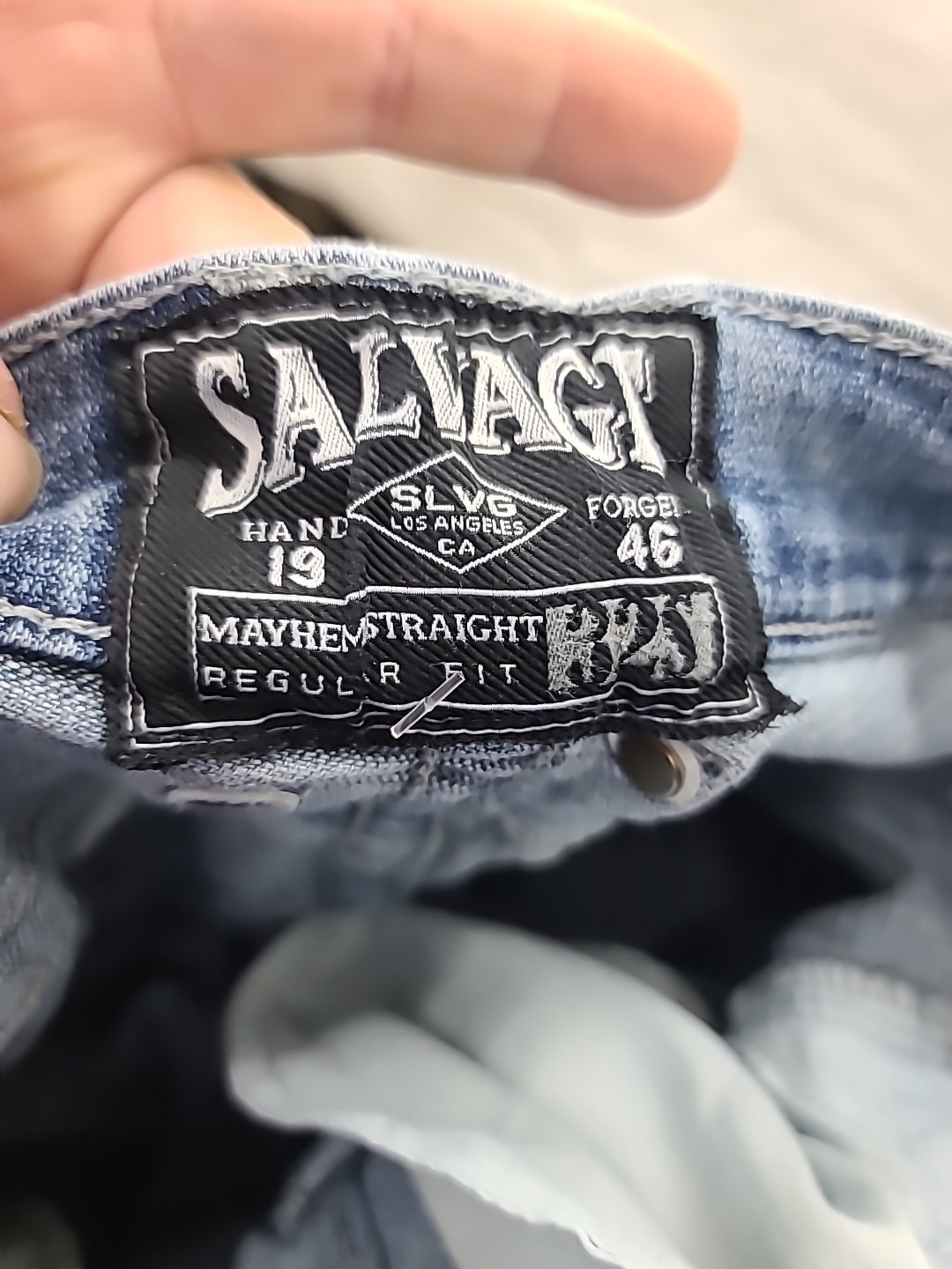 Salvage Mayhem Straight Jeans Size 32s BKE Buckle Acid Wash Whiskers