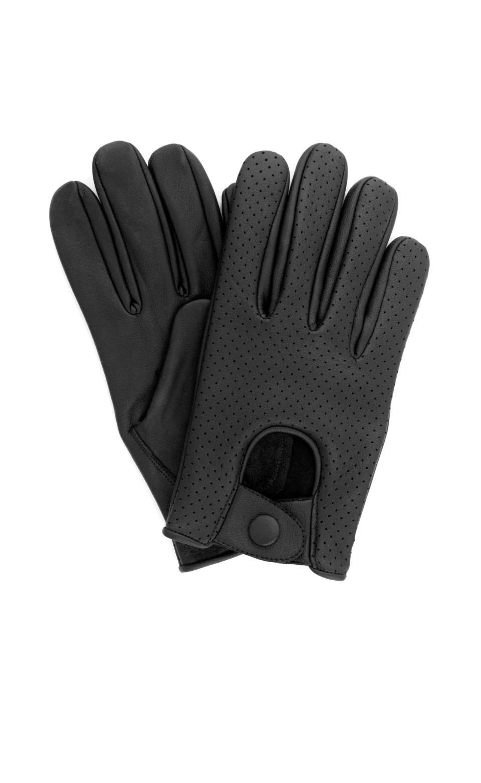 Driving Gloves Car Motorcycle Biker Genuine Leather Police Driver Glove Black-15