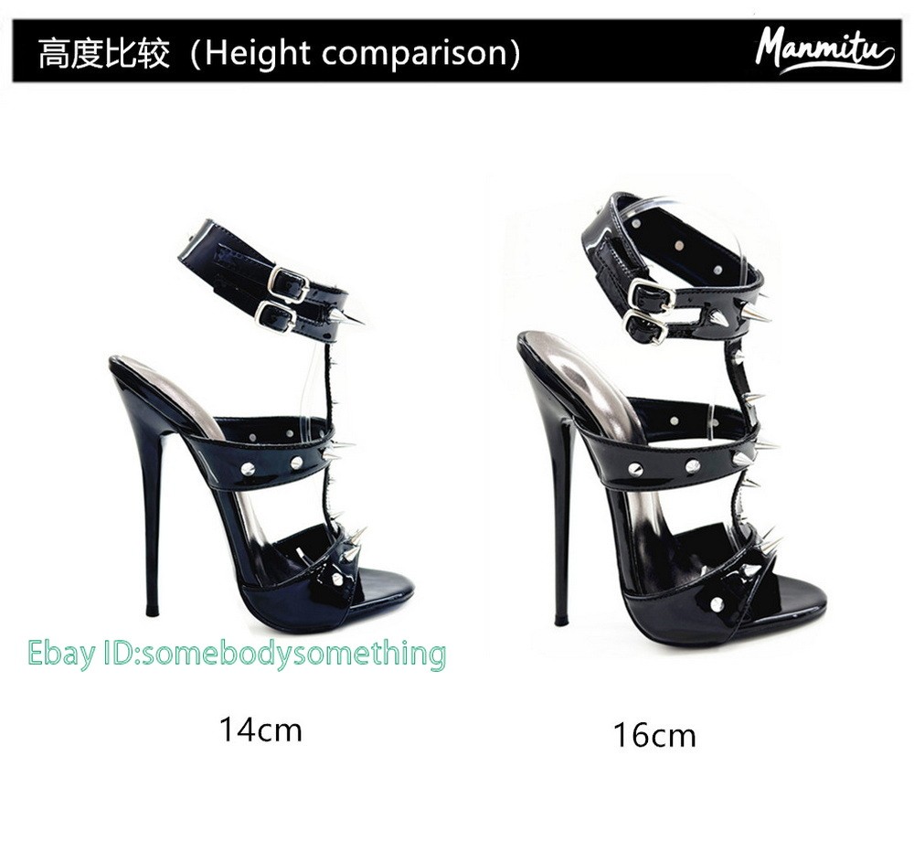 16cm/14CM High Heels Sandals Matte Leather Stage Show Shoes T-shape Strap