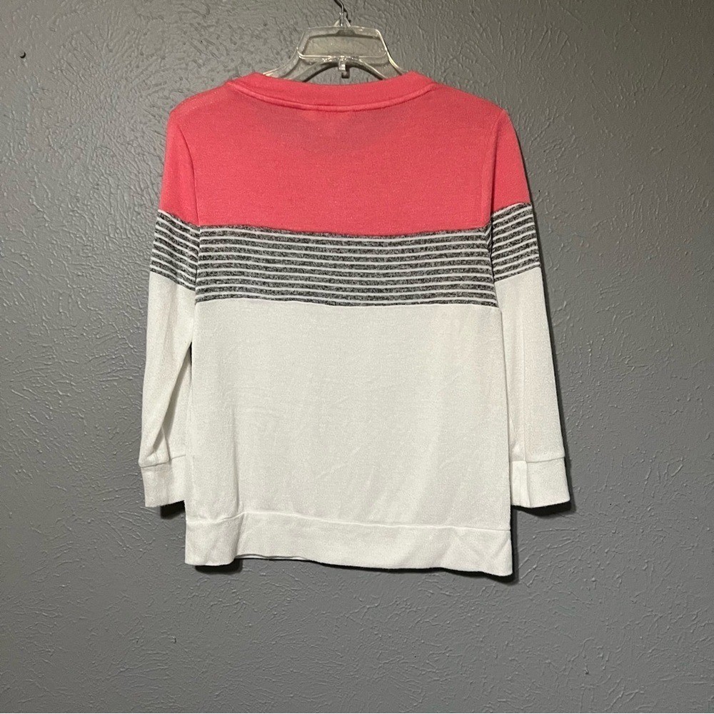 Market & Spruce Pink Stripe Colorblock Pullover shirt size Small