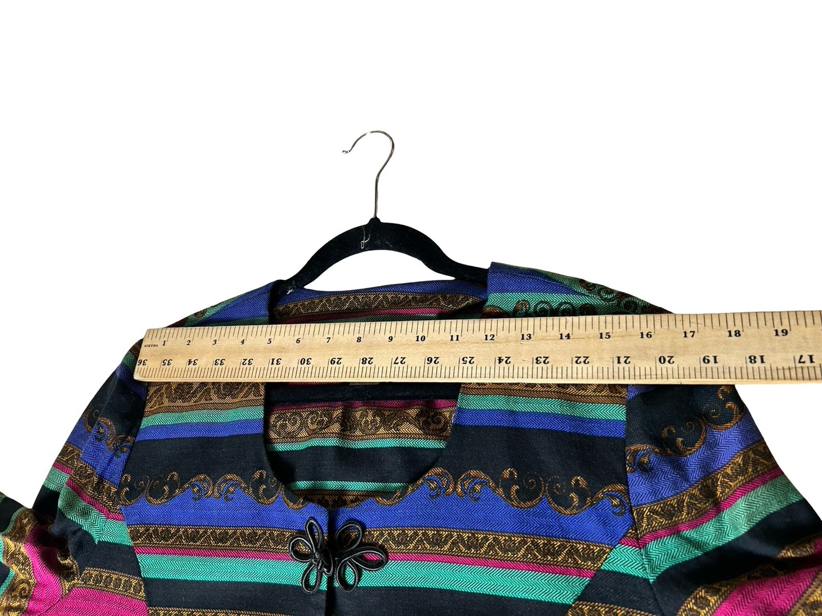 NWT Jessica Howard Frog Closure Jacket Sz 12 Boho Multi Print Long Sleeve Fitted